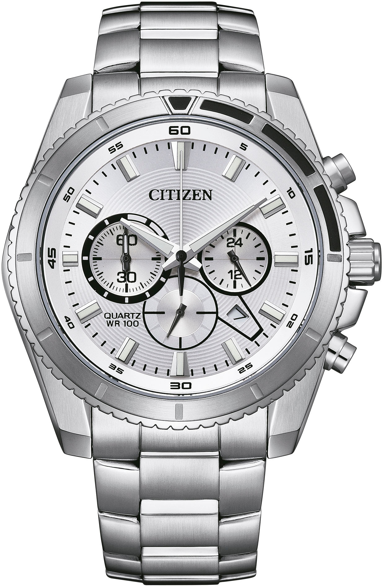 Citizen Chronograph, Armbanduhr, Quarzuhr, Herrenuhr, Edelstahlarmband
