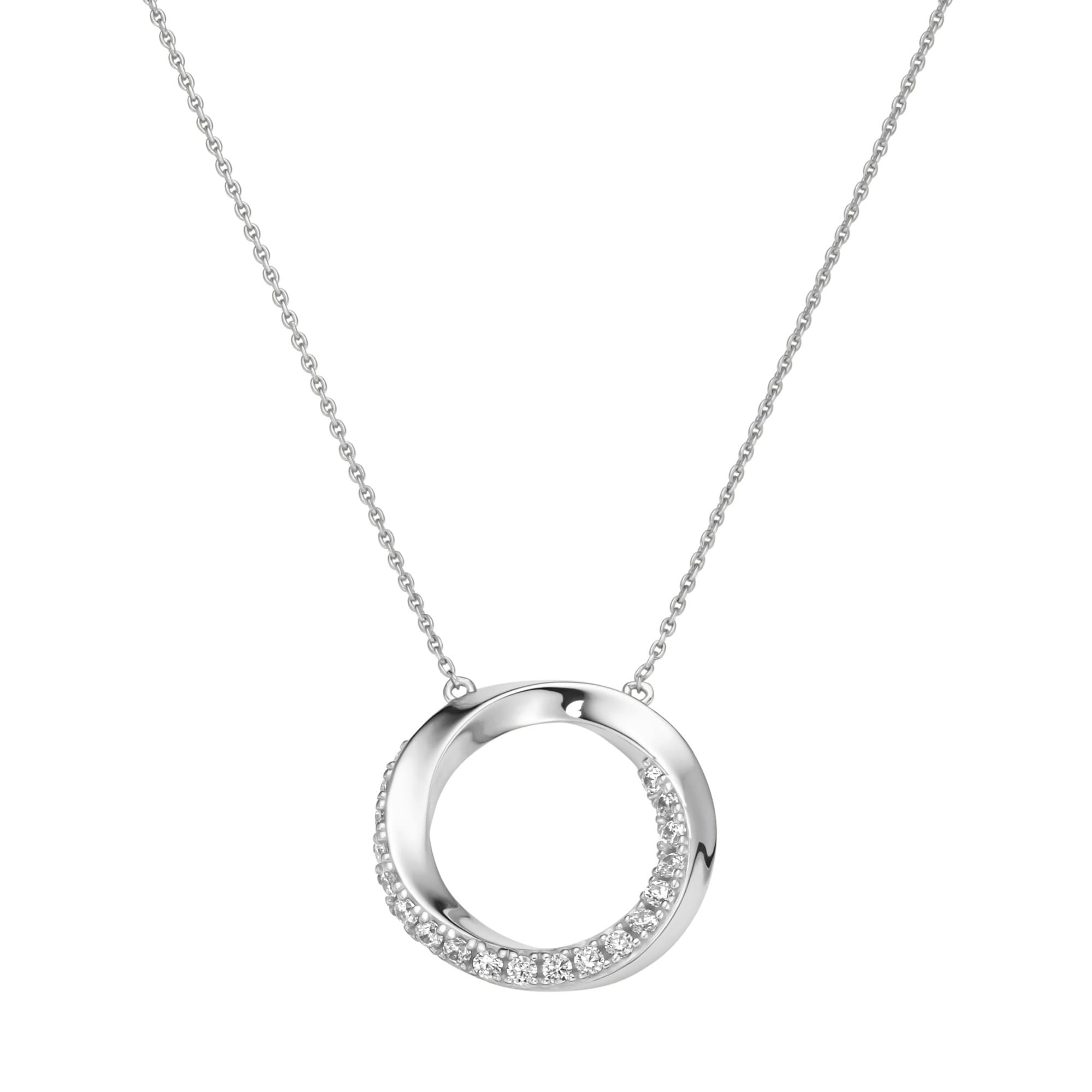 GIORGIO MARTELLO MILANO Collier »Collier Mittelteil rund, gedreht, mit weißen Zirkonia, Silber 925«