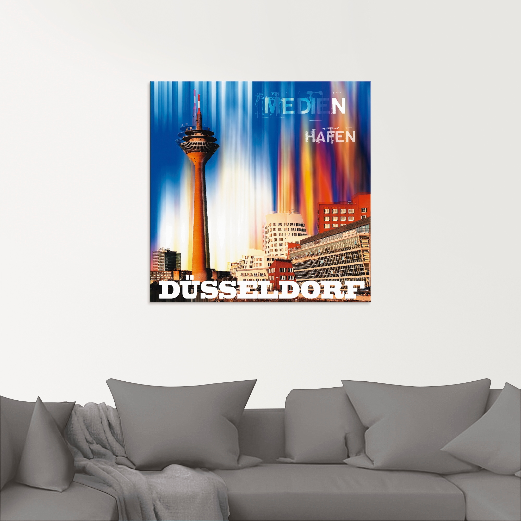 Artland Glasbild »Düsseldorf Skyline Abstrakt 03«, Deutschland, (1 St.), in verschiedenen Größen