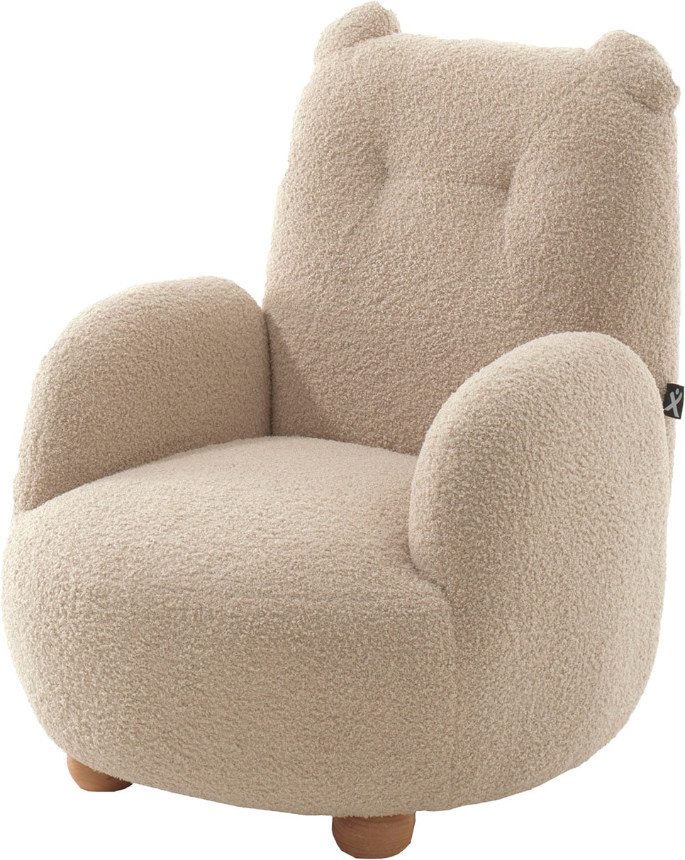 Vipack Sessel »für Kinder in verspielter Optik, ein Highlight für das Kinderzimmer« B: 60 x H: 66 x T: 64 cm, Füße aus Massivholz,  Bezug flauschiger Bouclé Stoff, zwei Farben zur Wahl