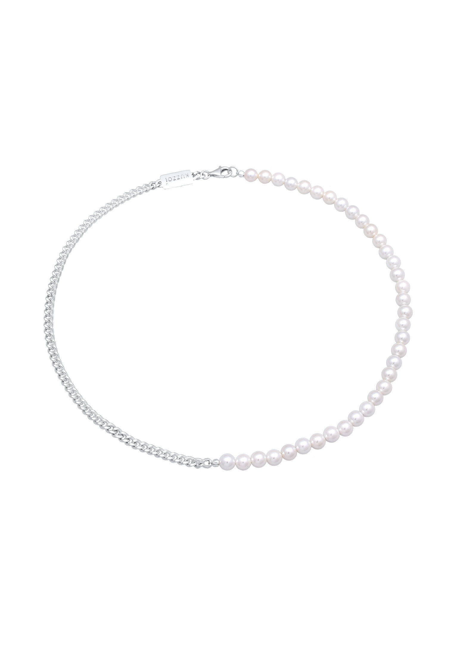 Kuzzoi Silberkette »Halskette Basic Männer Panzerkette Massiv Perlen 925 Silber«