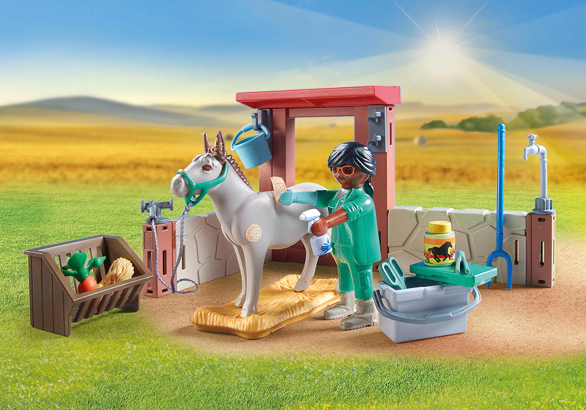 Playmobil® Konstruktions-Spielset »Tierarzteinsatz bei den Eseln (71471), Country« teilweise aus recyceltem Material; Made in Europe