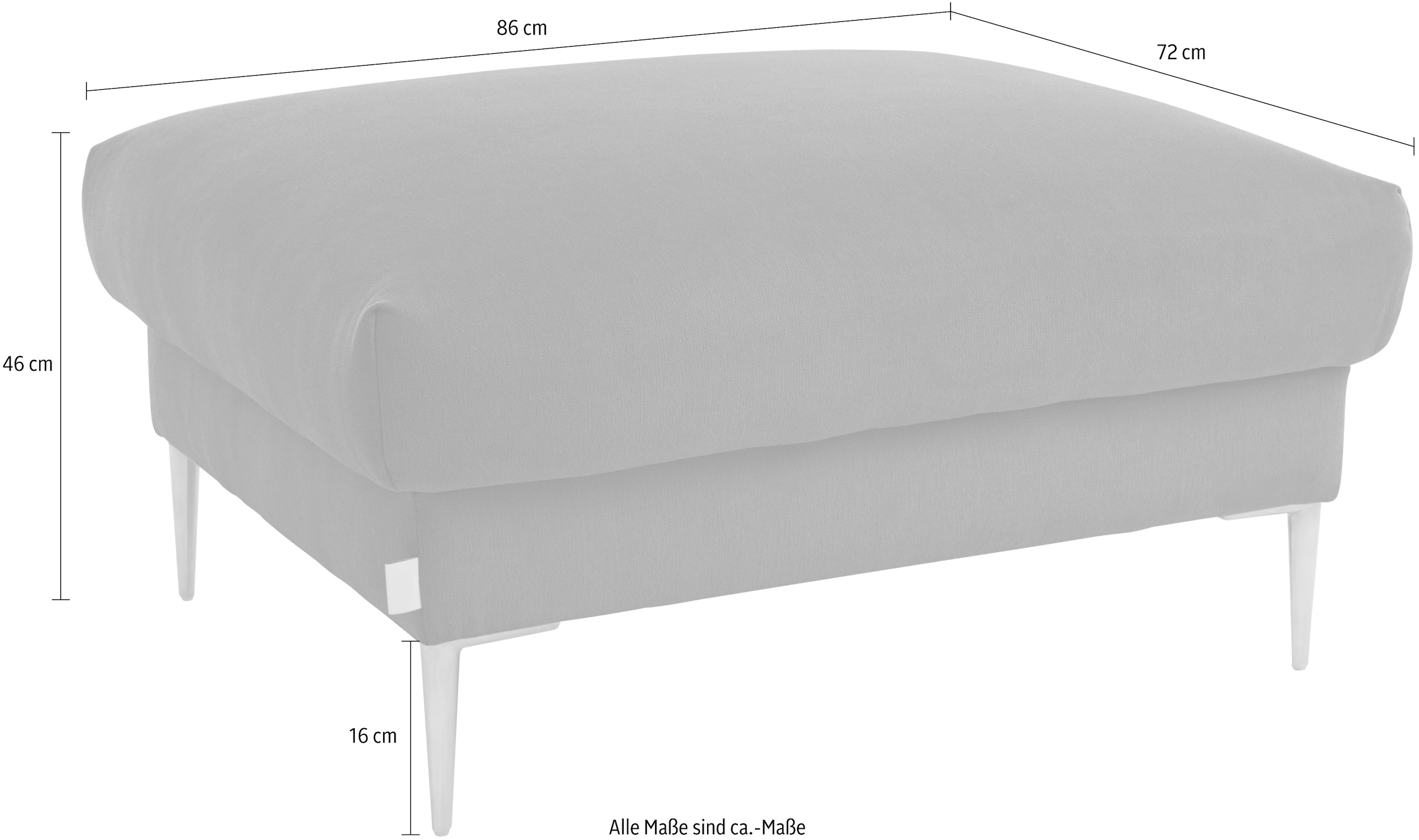 TRENDMANUFAKTUR Hocker »Lille, elegant und bequem durch Komfortsitzhöhe 46cm, hoher Fuß«