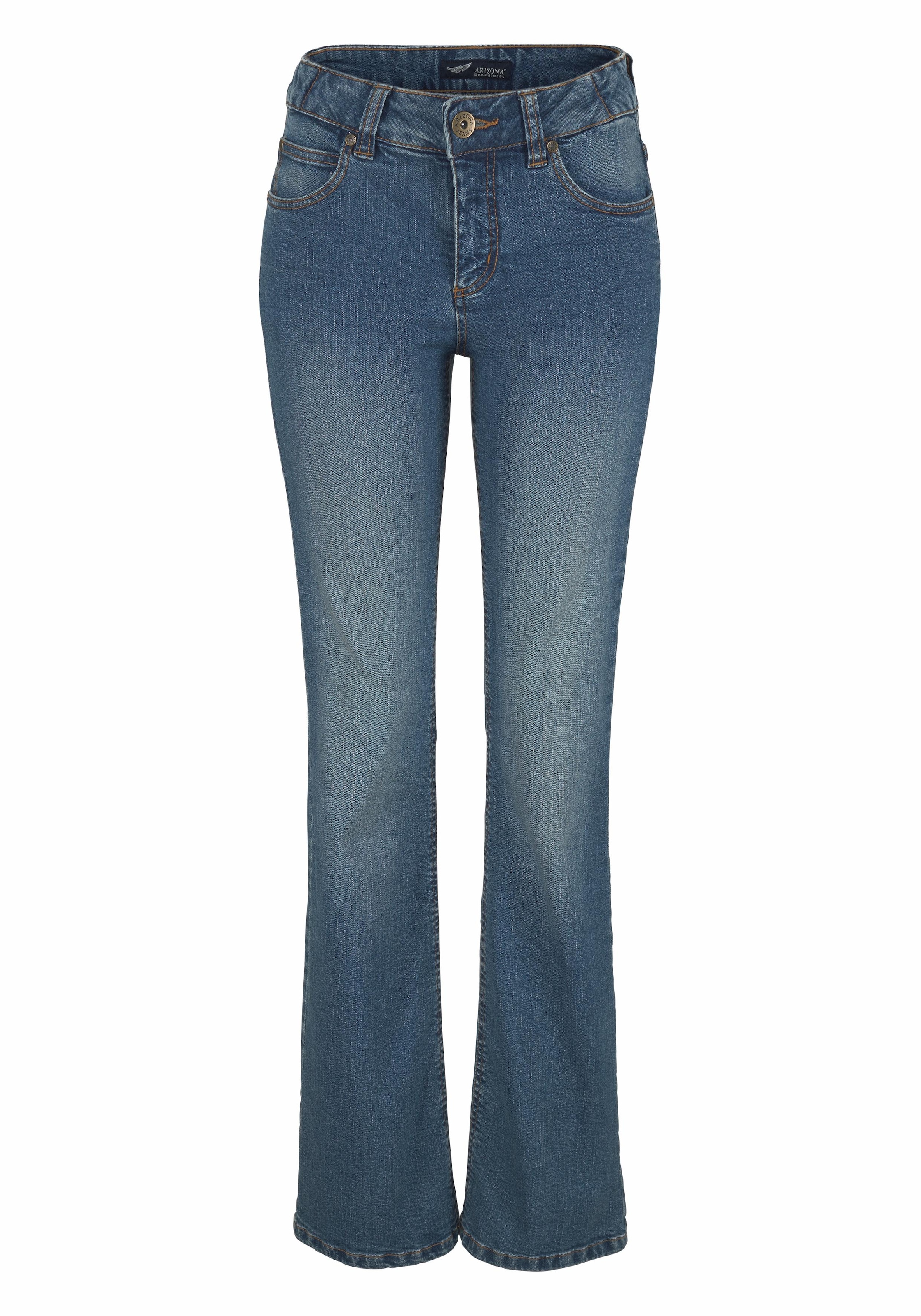 Arizona Bootcut-Jeans »Bund mit seitlichem Gummizugeinsatz«, High Waist