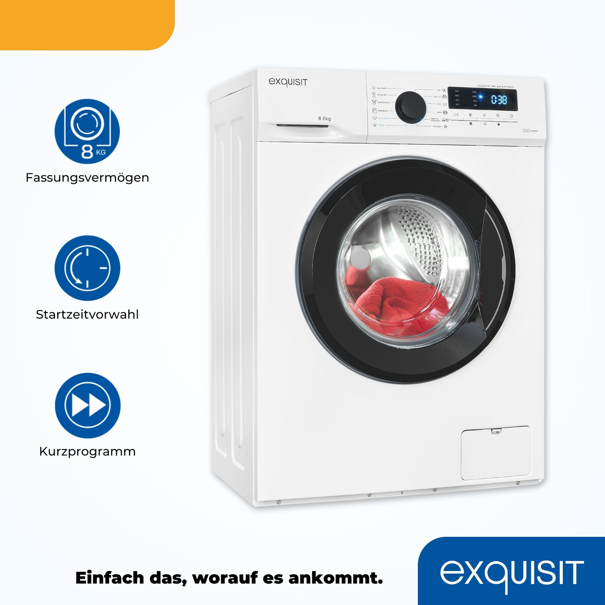 exquisit Waschmaschine »WA8014-020A weiss«, 8 kg, 1400 U/min