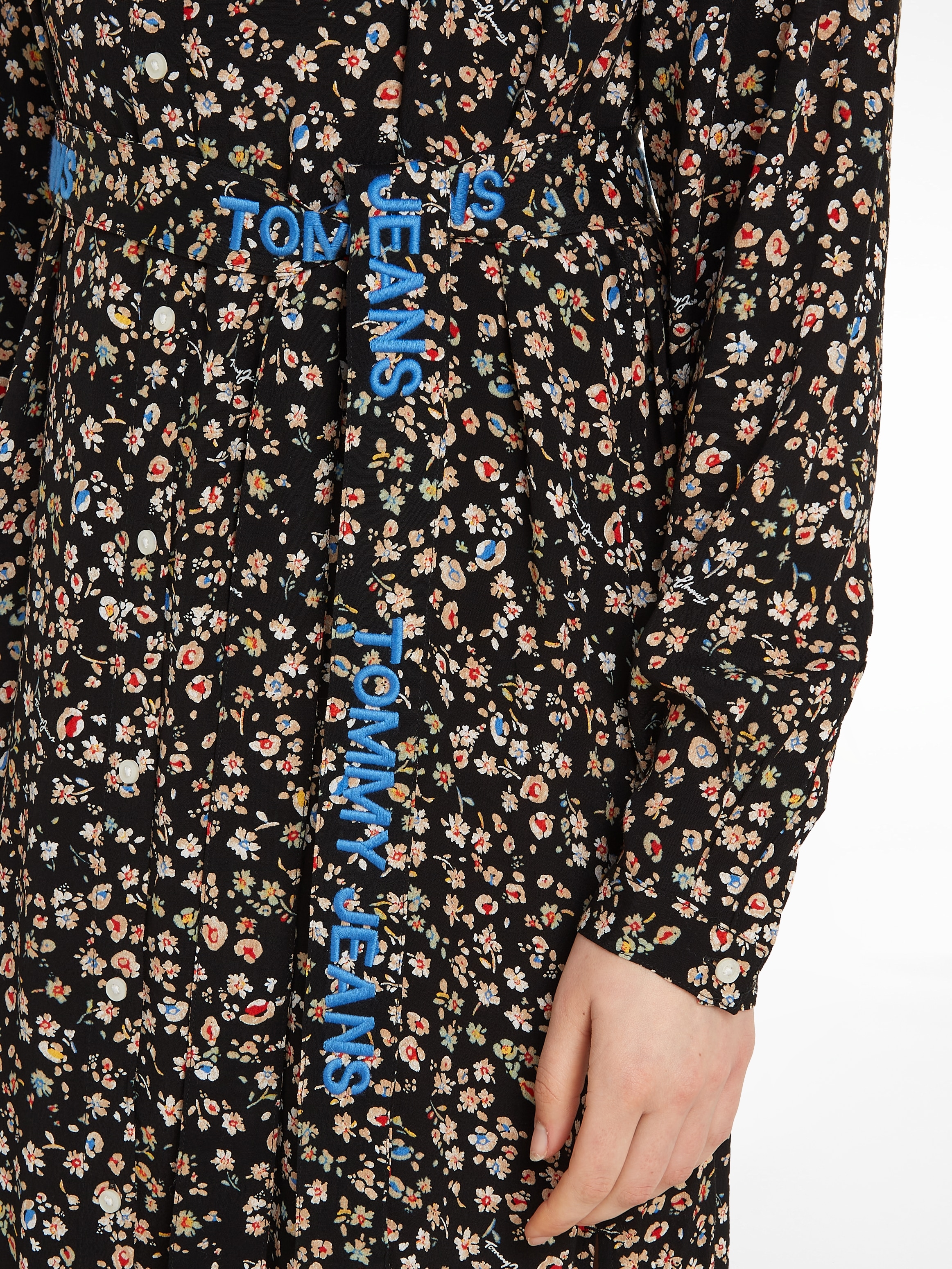 BELTED Tommy Print & bei tlg.), (2 Jeans FLORAL ♕ Gürtel Shirtkleid DRESS«, MIDI mit floralem »TJW