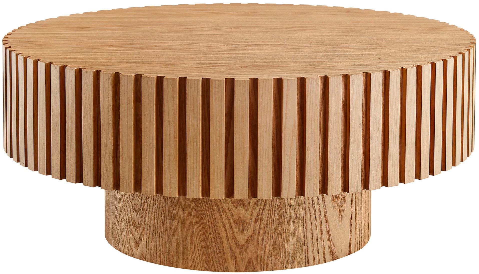 SalesFever Couchtisch "rund mit Massivholz-Lamellen Ø 80 cm" 1 Stk. tlg. Moderner Holztisch fürs Wohnzimmer mit Echtholzfurnier