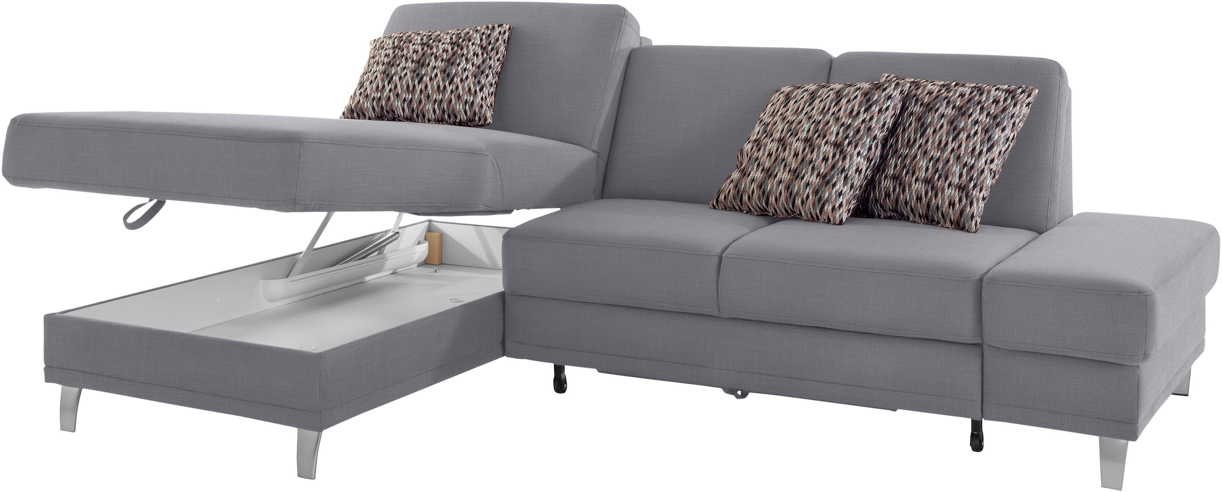 sit&more Ecksofa »Clio L-Form«, wahlweise mit Bettfunktion oder Vorziehsitz und Bettkasten, Federkern