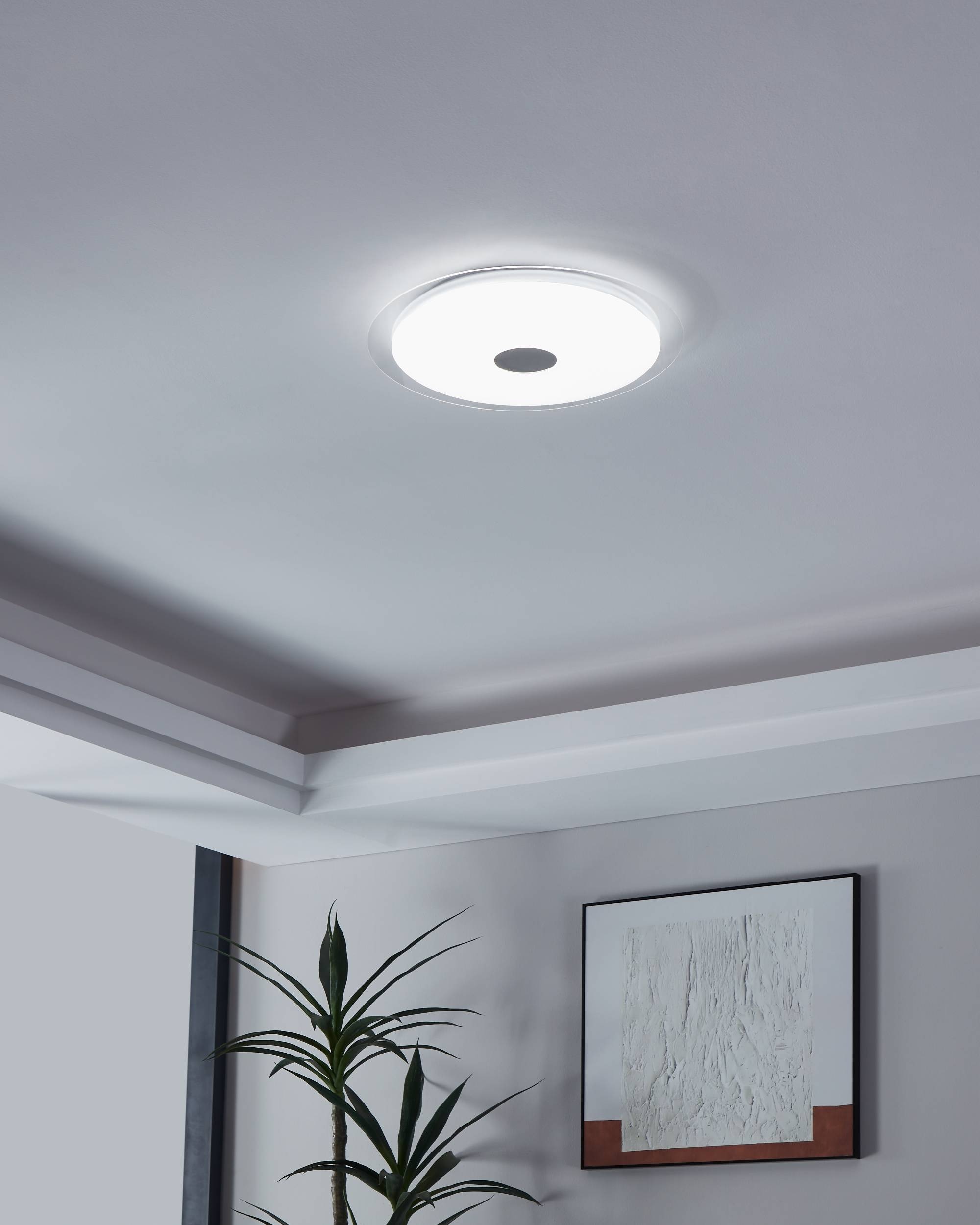 EGLO Deckenleuchte »Lanciano 1 Deckenlampe, Stahl und Kunststoff, Kristall-Effekt, Lampe« LED-Modul 1 Stk. Kaltweiß | Neutralweiß | Warmweiß mit Kristall-Effekt, Fernbedienung, CCT, Nachtlicht, dimmbar, Ø40cm