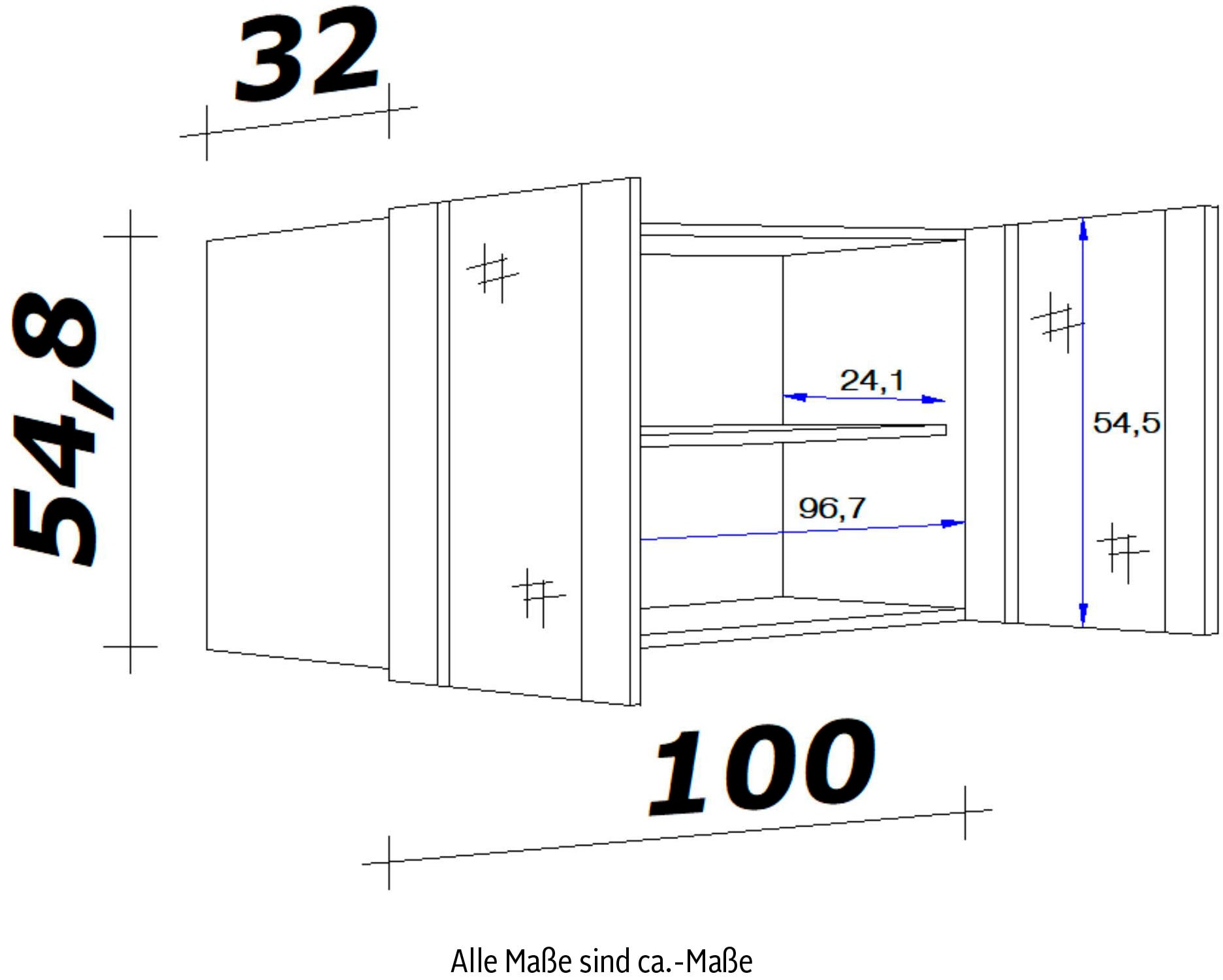 Flex-Well Glashängeschrank x Raten bestellen 100 x T) »Bergen«, H cm (B auf 54,8 32 x x