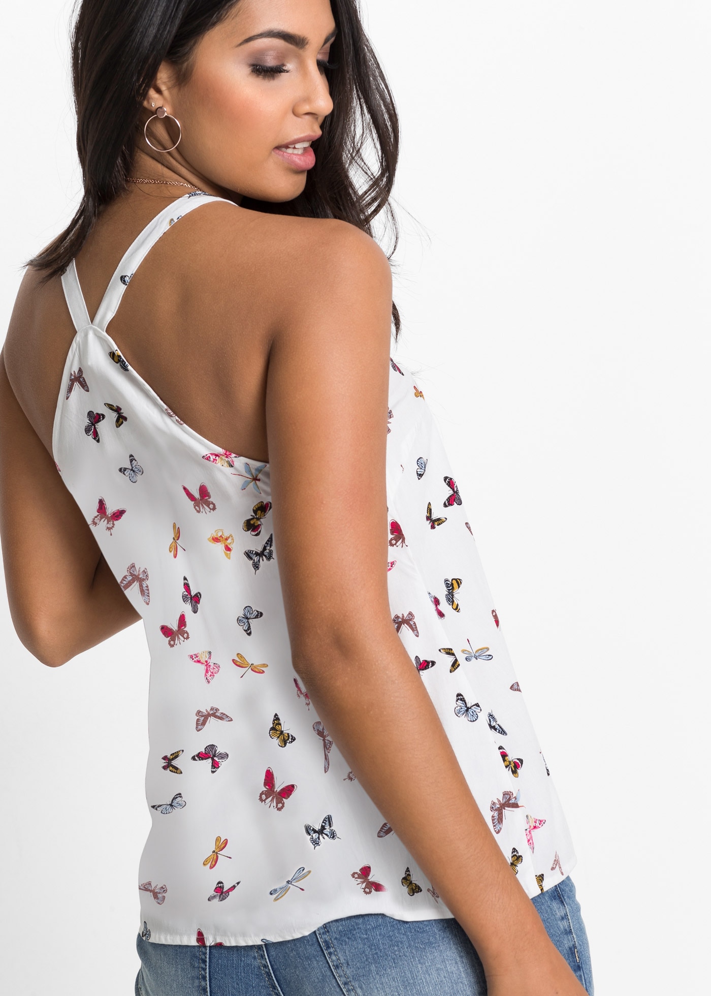 bonprix Blusentop A-Linie, ausgestellter Saum, originelle Rückenlösung