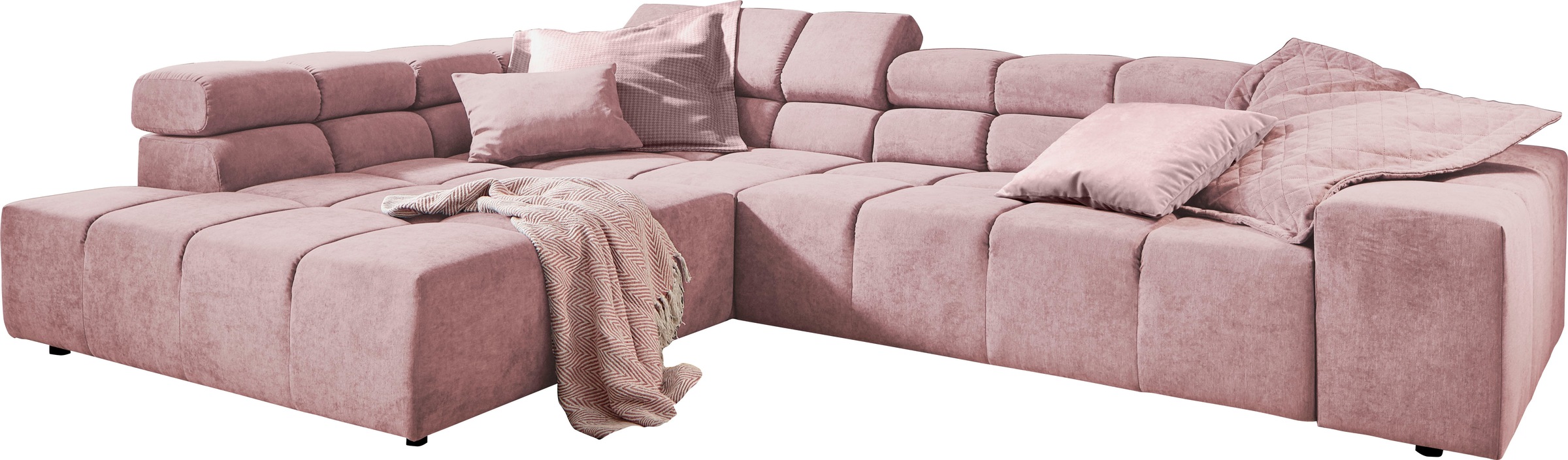 INOSIGN Ecksofa »Ancona incl. Kopfteilverstellung, Breite 319cm, L-Form«, wahlweise motorische Sitztiefenverstellung, auch in Cord + Easy Care