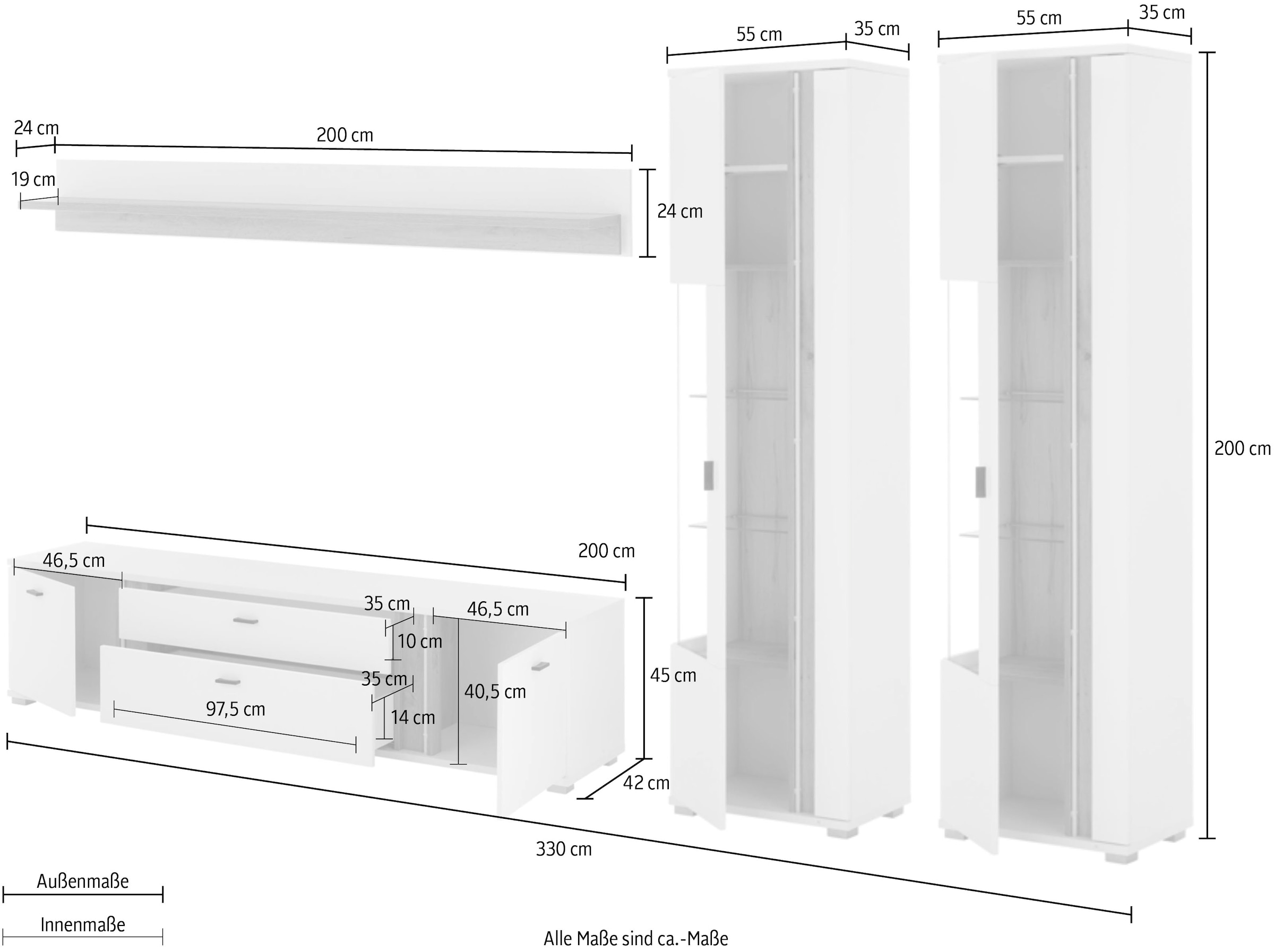 Home affaire Wohnwand »LONG ISLAND« Set, 4 Stk. tlg.