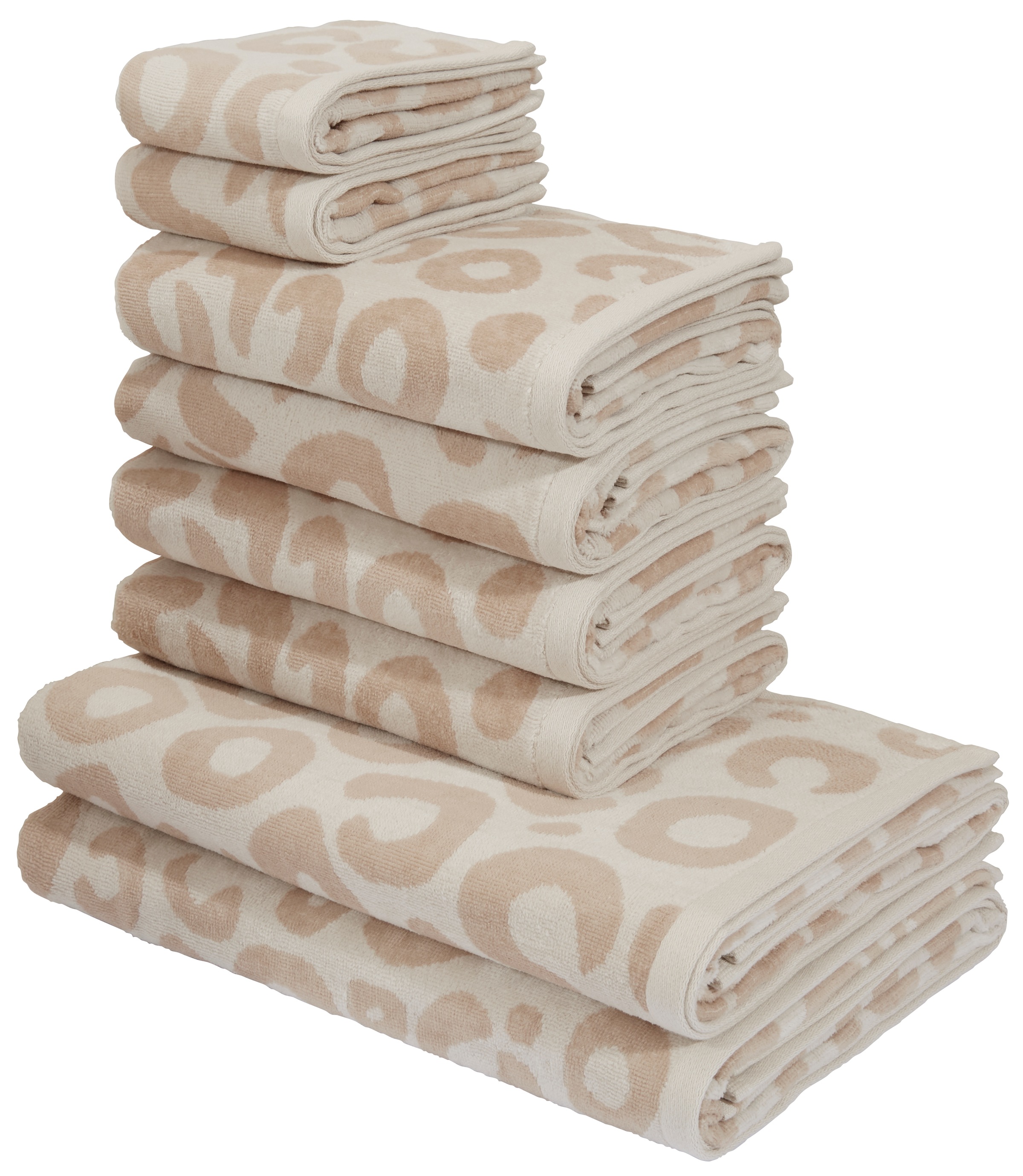 OTTO home Handtuch Set "Anna Leopardenmuster, 8-tlg Handtuch-Set, 100% Baumwolle" Set 8 Frottiervelours Duschtücher, Handtücher und Gästetücher, weich, modern, Animal Print