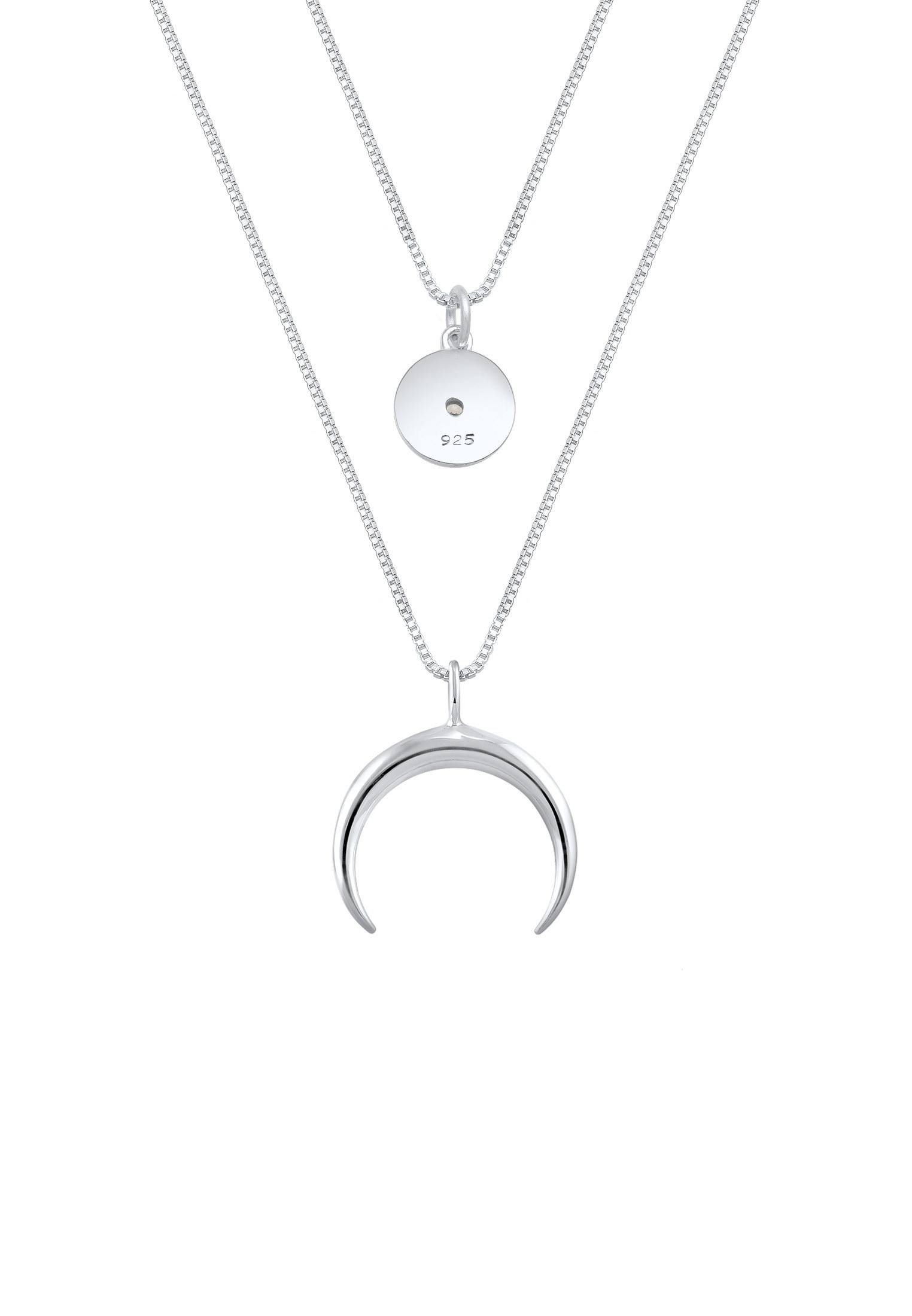 Elli Silberkette »Halskette Layer Halbmond Stern Plättchen Zirkonia 925 Sterling Silber«