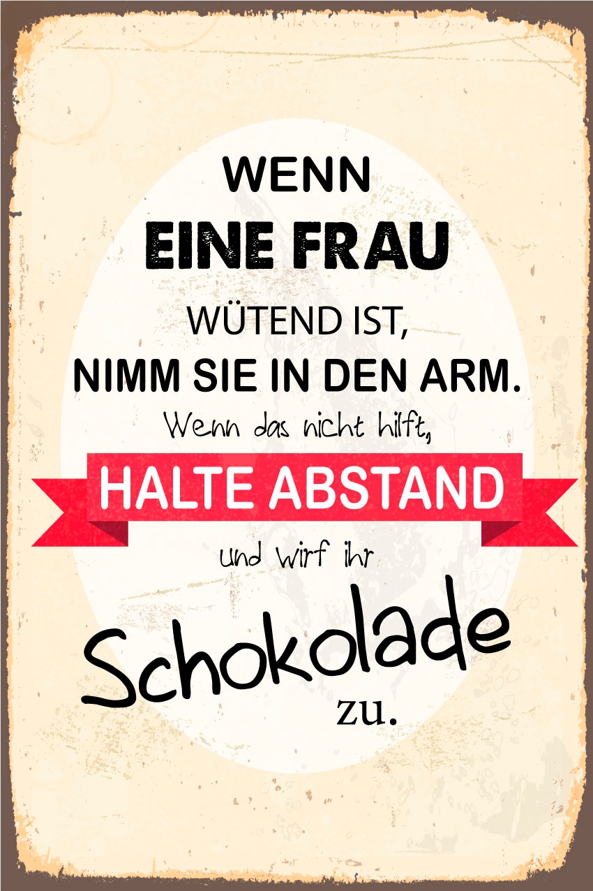 queence Metallbild »Schokolade«, Schriftzüge-Schriftzug-Sprüche-Sprüche & Texte-Essen, (1 St.), Stahlschilder