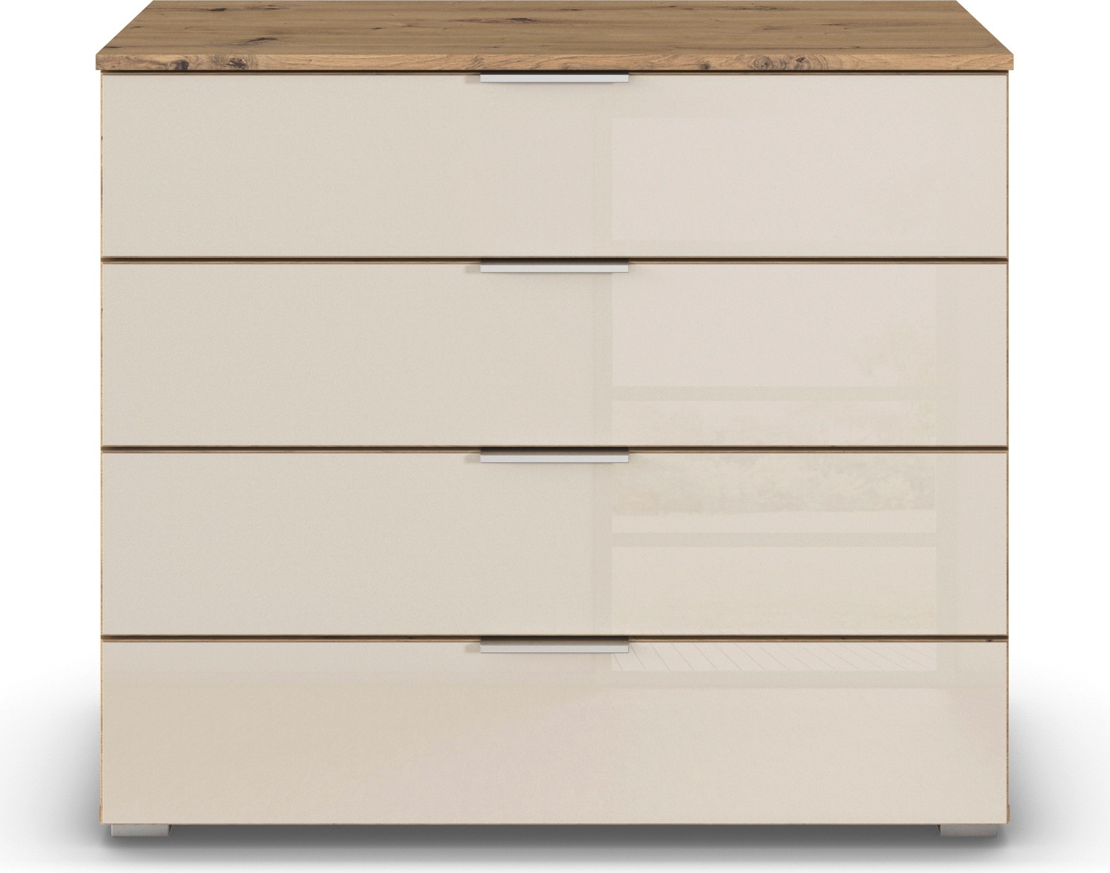 rauch Schubkastenkommode »Sideboard Schubladenkommode Schubladenkommode AGORDO mit Glasfront«, (in zwei Griff-Farben), Breite 93 cm mit 4 großen Schubladen für viel Stauraum MADE IN GERMANY