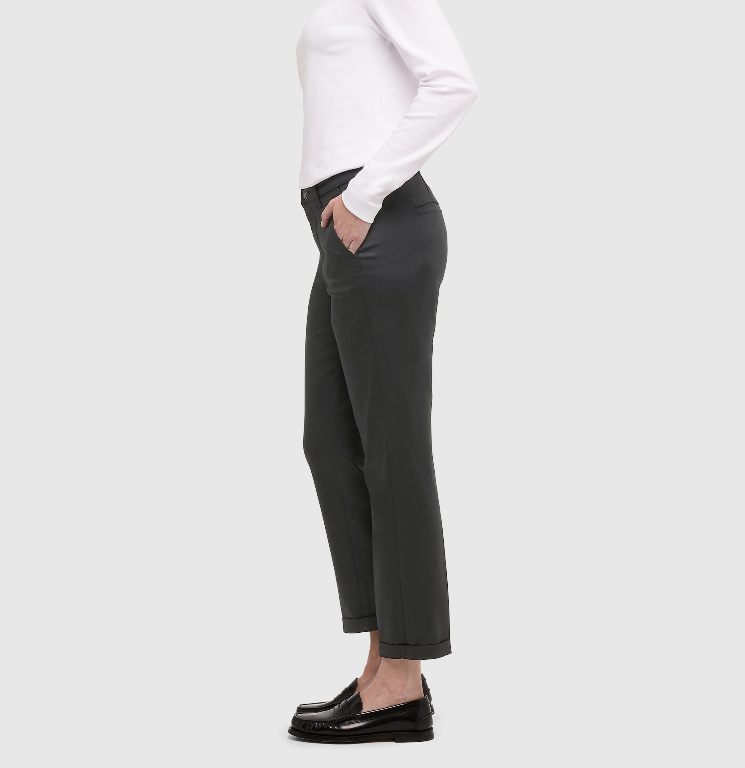 MAC Chinohose »CHINO turn up«  Leder-Optik