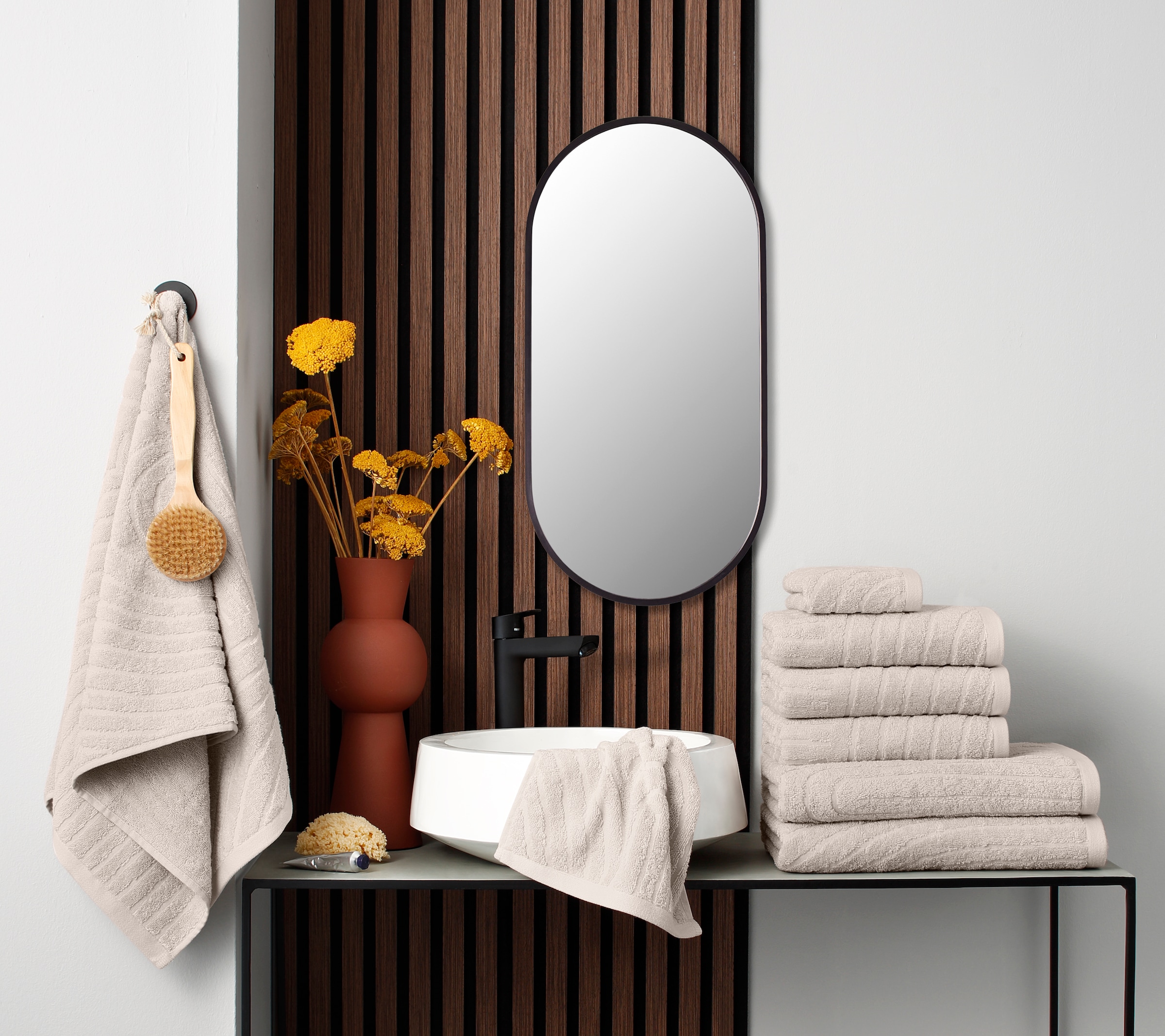 OTTO home Handtuch Set »Handtuchset Ognon, Duschtücher, Handtücher, Gästetücher, Zen« Set 8 Frottier mit Muster, Scandi, Boho, einfarbiges Handtuch-Set 100% Baumwolle