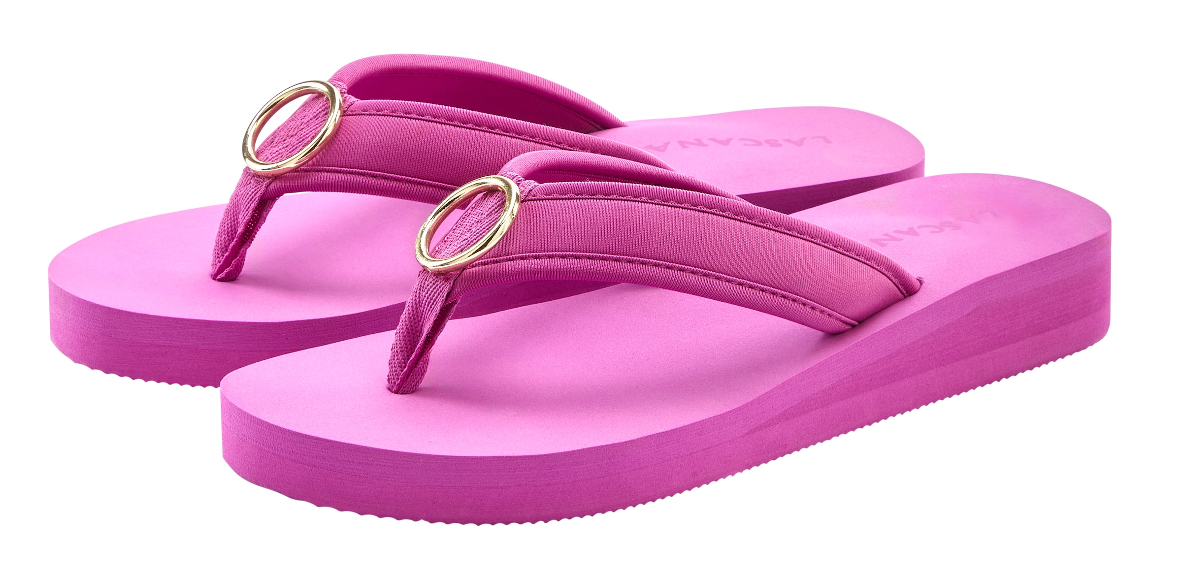 LASCANA Badezehentrenner »Sandale, Badeschuh, Pantolette, Badelatsche, Flip Flop, Sommerschuh,«  Zehentrenner mit Ringapplikation "Italy" VEGAN