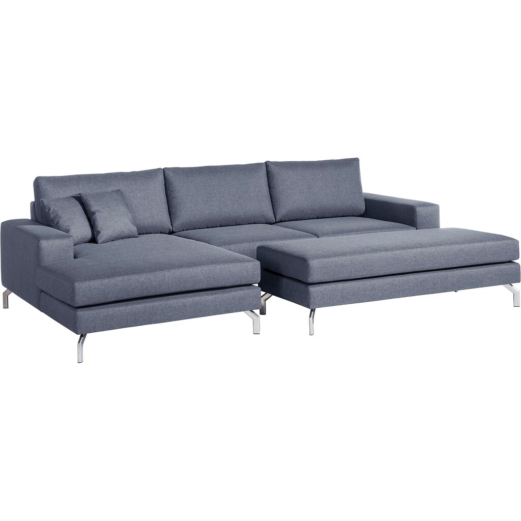 Max Winzer® Ecksofa »Flori«, (Spar-Set, Ecksofa und Hocker), mit abgewinkelten Chromfüßen, inklusive Zierkissen