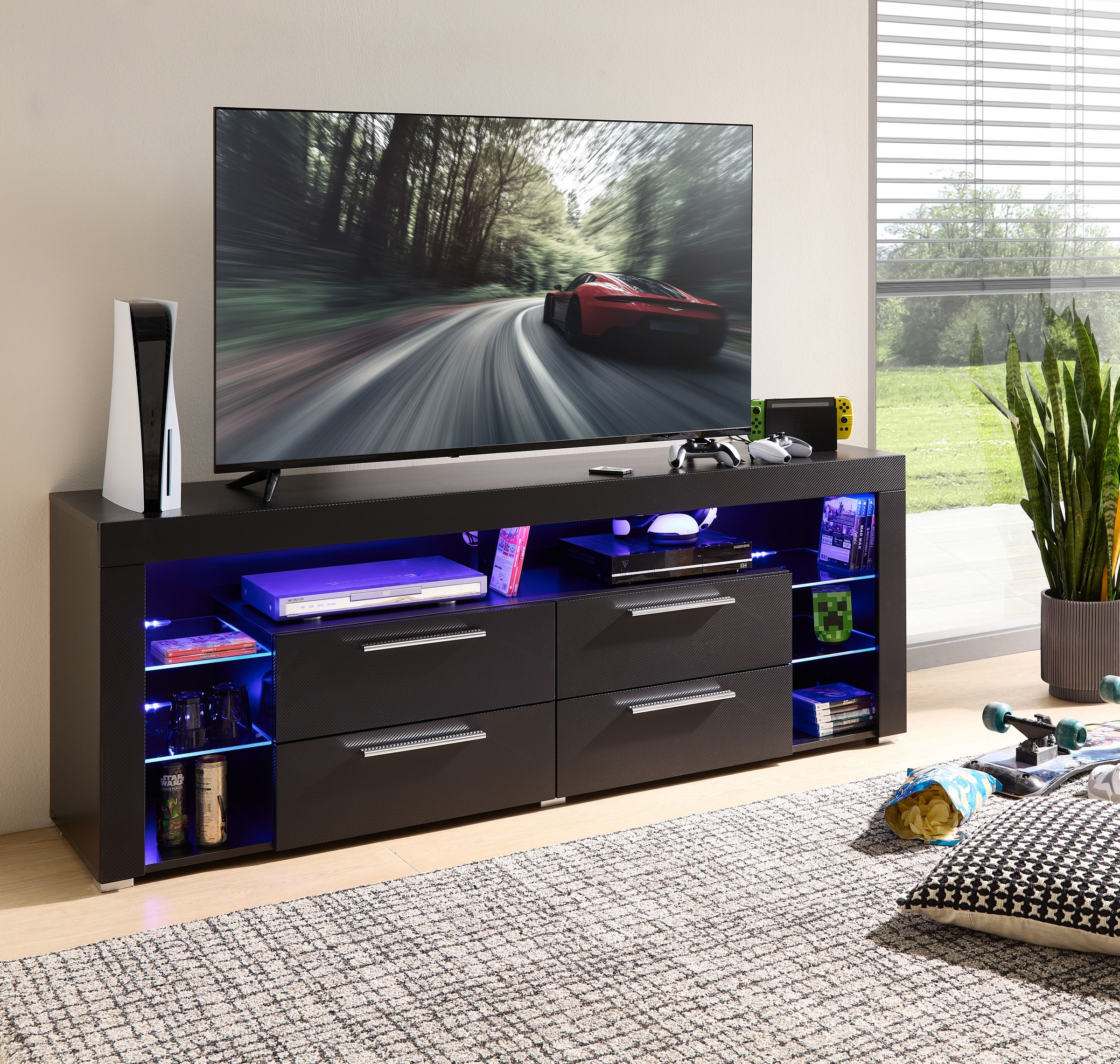 Stolkom TV-Schrank »Goal« 4 Schubkästen, 6 offenen Fächern, Stellmaß 179/66/44 cm