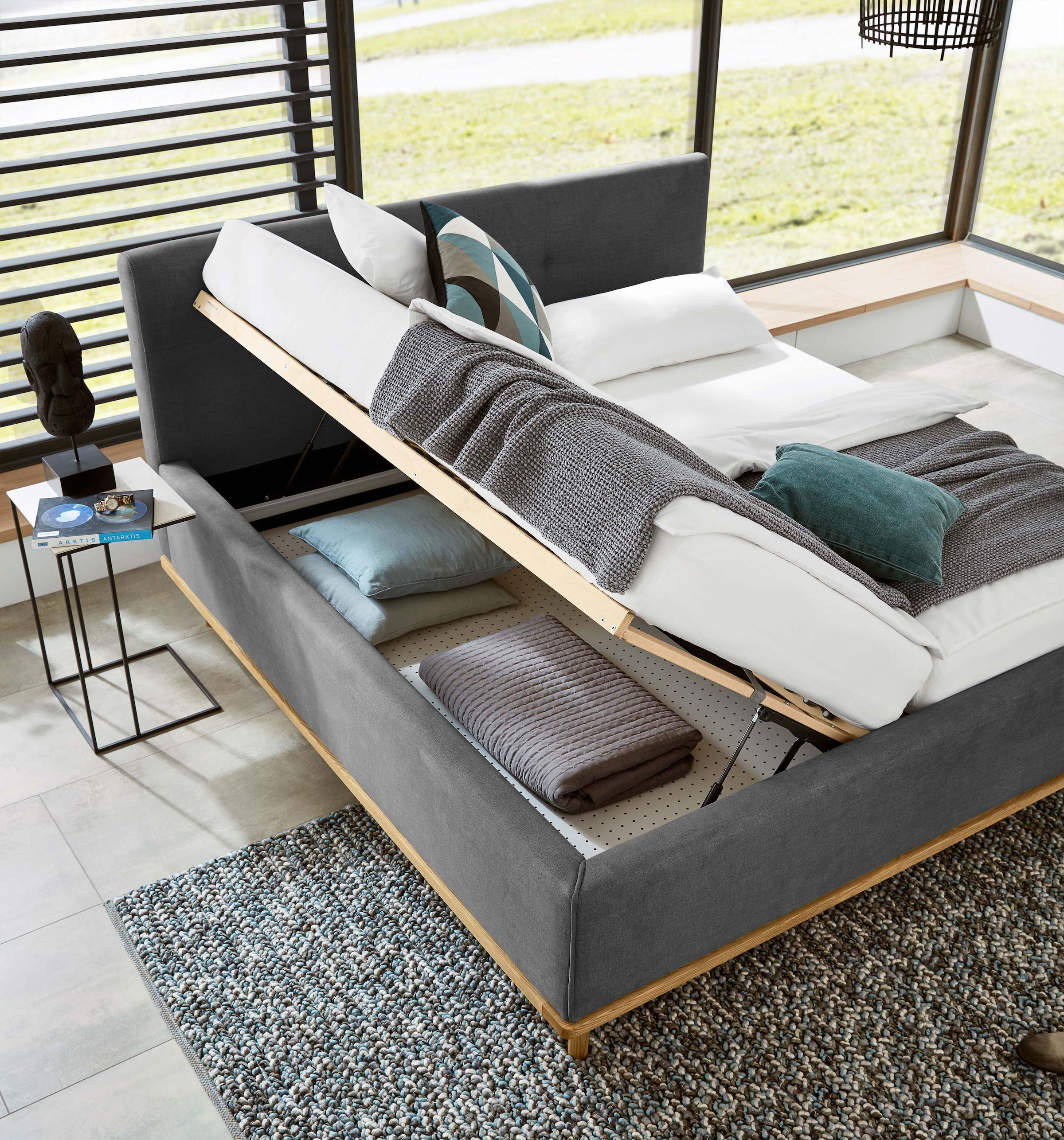 Musterring Polsterbett »Delphi« Eicherahmen massiv, Kopfteil mit Steppung