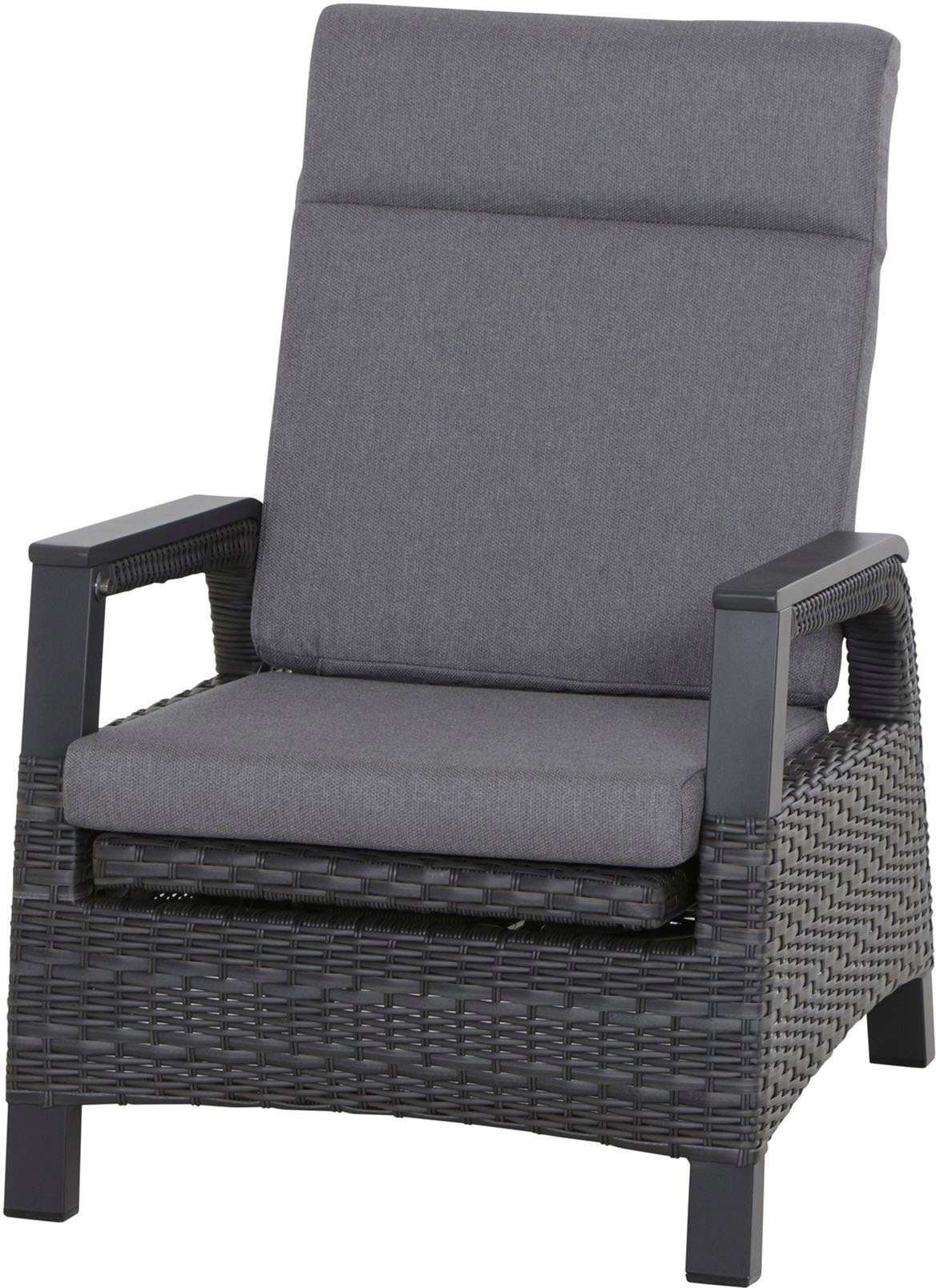Siena Garden Gartenlounge-Set »Solea«, (Set, 8 tlg.), bestehend aus 2 Sesseln, 1 Bank, 1 Tisch und 4 Auflagen