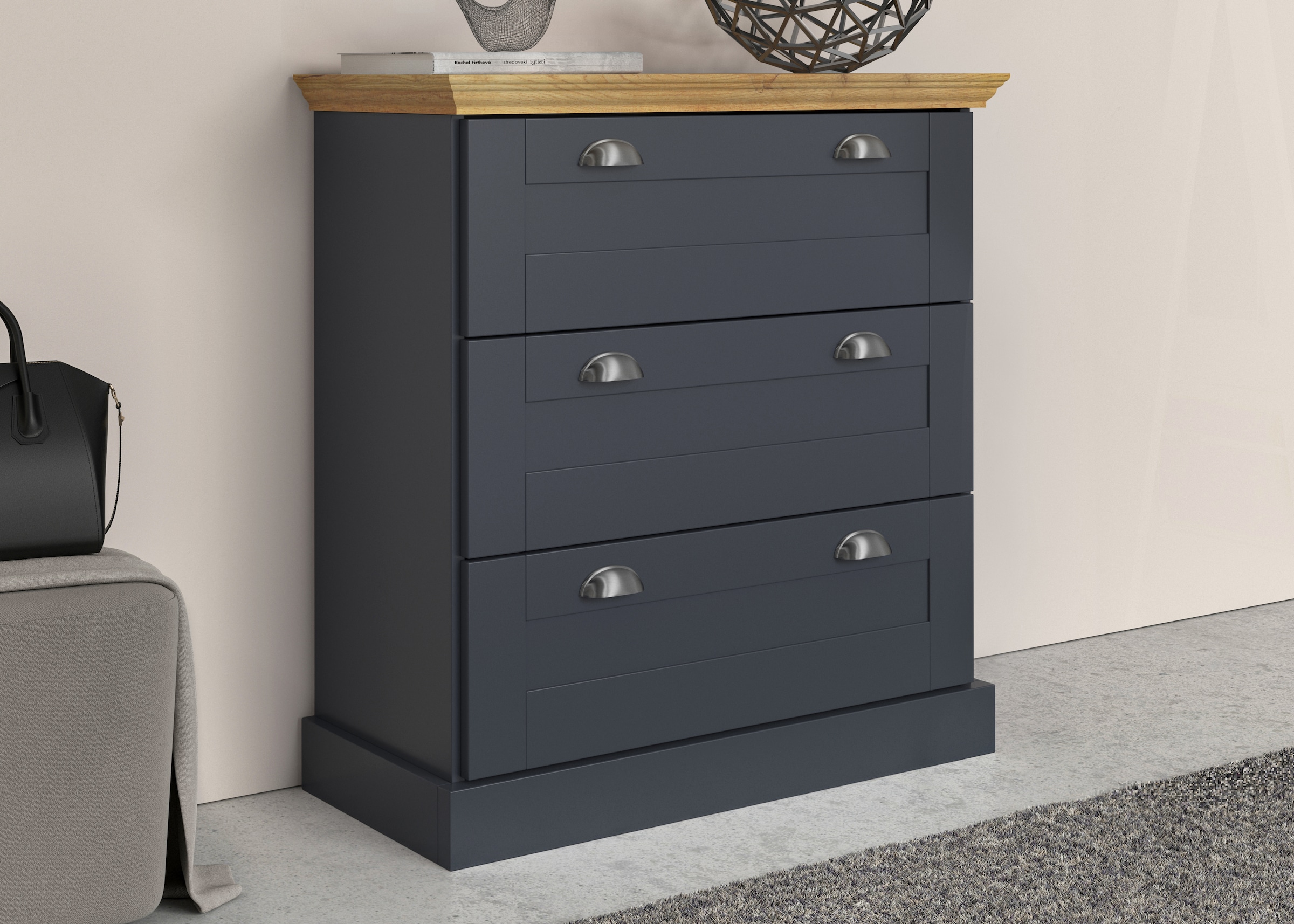 Home affaire Kommode »Motala« mit 3 Schubladen, Breite 75 cm, Höhe 80 cm