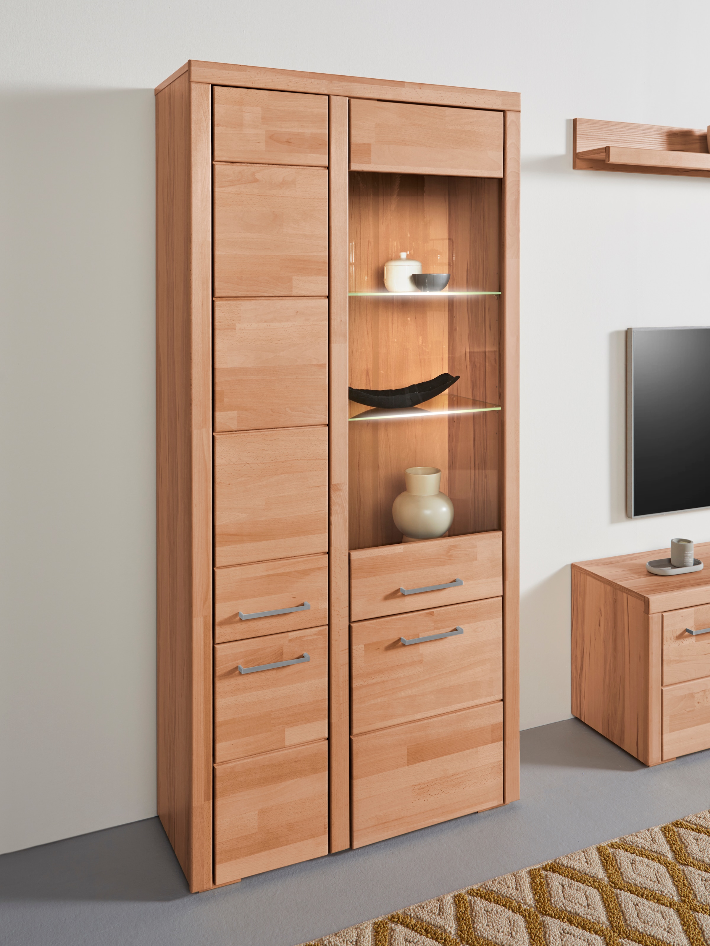 Home affaire Vitrine »Falco«, Fronten in Massivholz