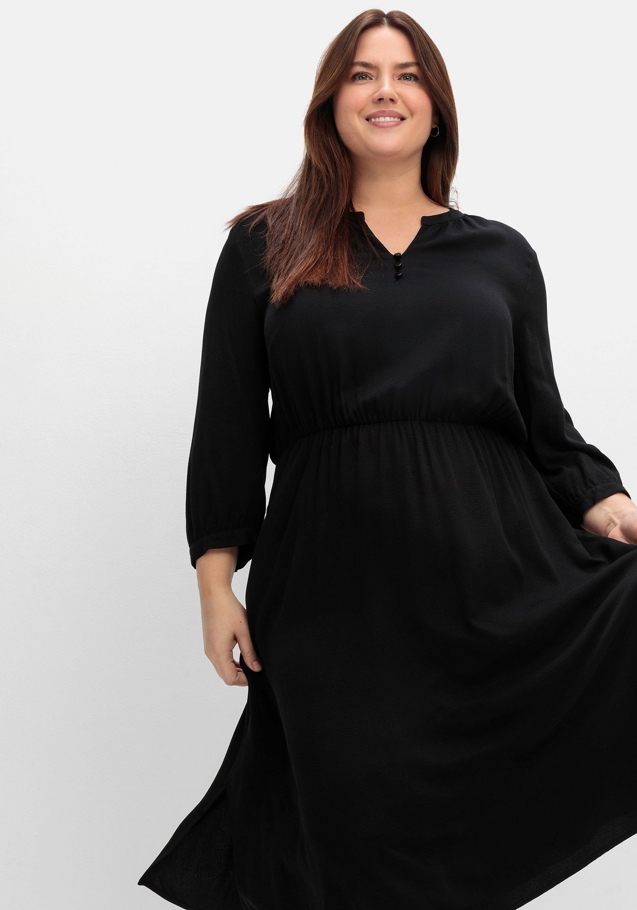 Sheego Shirtkleid »Tailliertes Kleid mit Taschen, in Strukturqualität«
