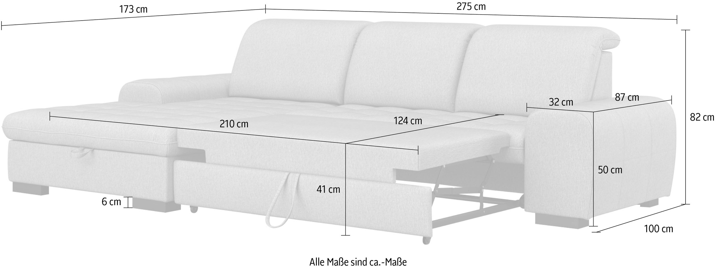 sit&more Ecksofa »Luxor L-Form«, wahlweise mit Bettfunktion, Bettkasten und Kopfteilverstellung