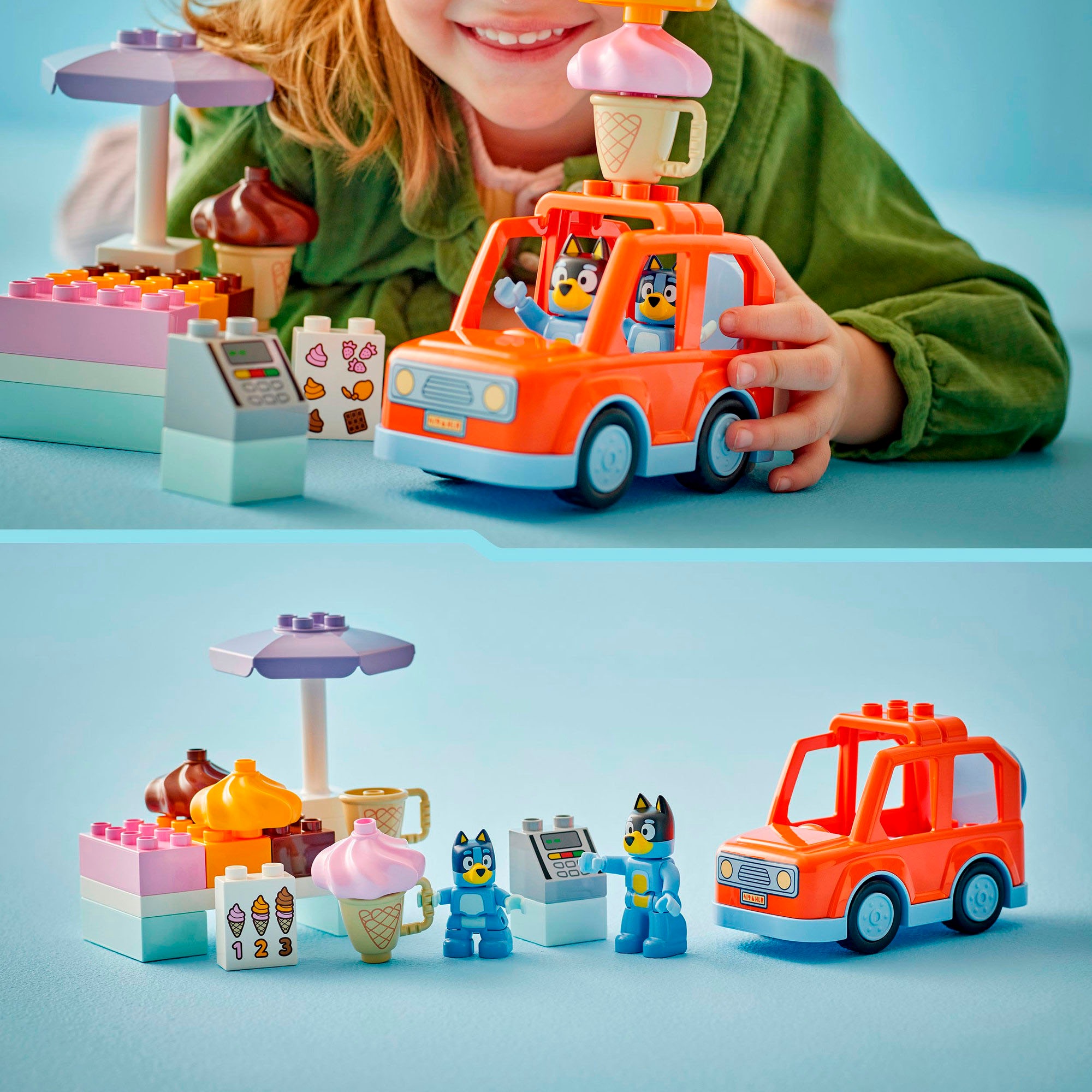 LEGO® Konstruktionsspielsteine »Ausflug zur Eisdiele mit Bluey (10458), LEGO DUPLO Bluey« Made in Europe