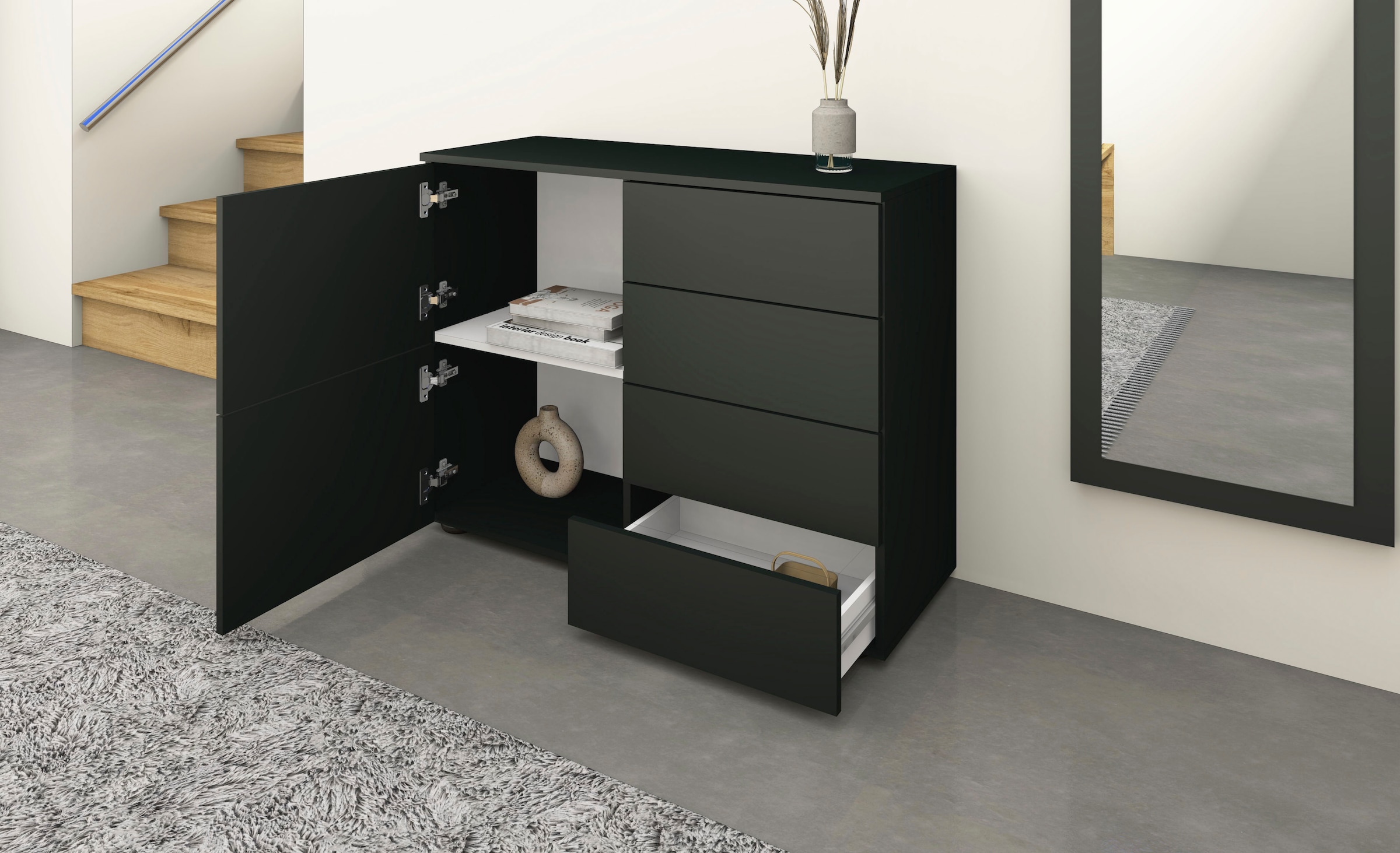 borchardt Möbel Garderoben-Set, (3 St.), Drucköffner (Push-To-Open), höhenverstellbare Einlegeböden