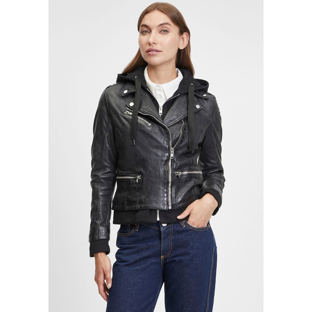 Gipsy Lederjacke »G2WFea SF LVOV« mit Kapuze Aufwendige Stepp- und Nieten-Details Gipsy Lederjacke »G2WFea SF LVOV« mit Kapuze Aufwendige Stepp- und Nieten-Details