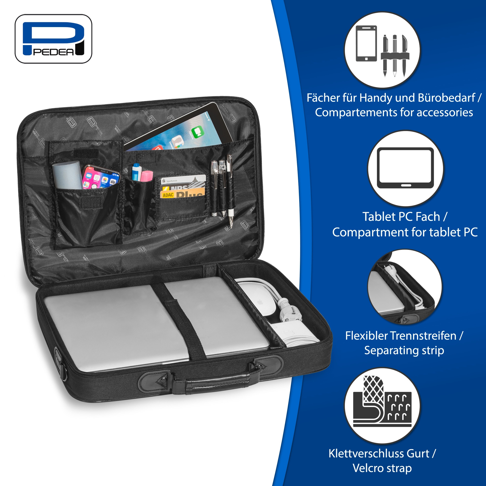 PEDEA Laptoptasche »Notebooktasche TRENDLINE 17,3 (43,9cm) + Maus«, (Set, 2 tlg., bestehend aus Notebooktasche und kabelloser Maus), Set Umhängetasche mit Schultergurt