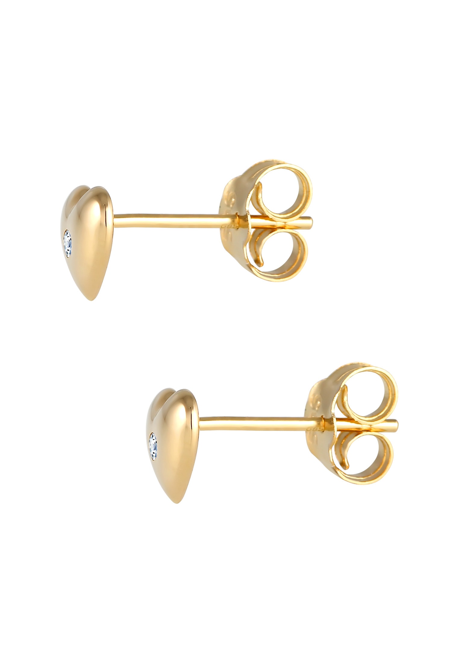 Elli DIAMONDS Paar Ohrstecker »Ohrringe Herz Diamant Weiß Brillantschliff (0.03ct) 585 Gelbgold«