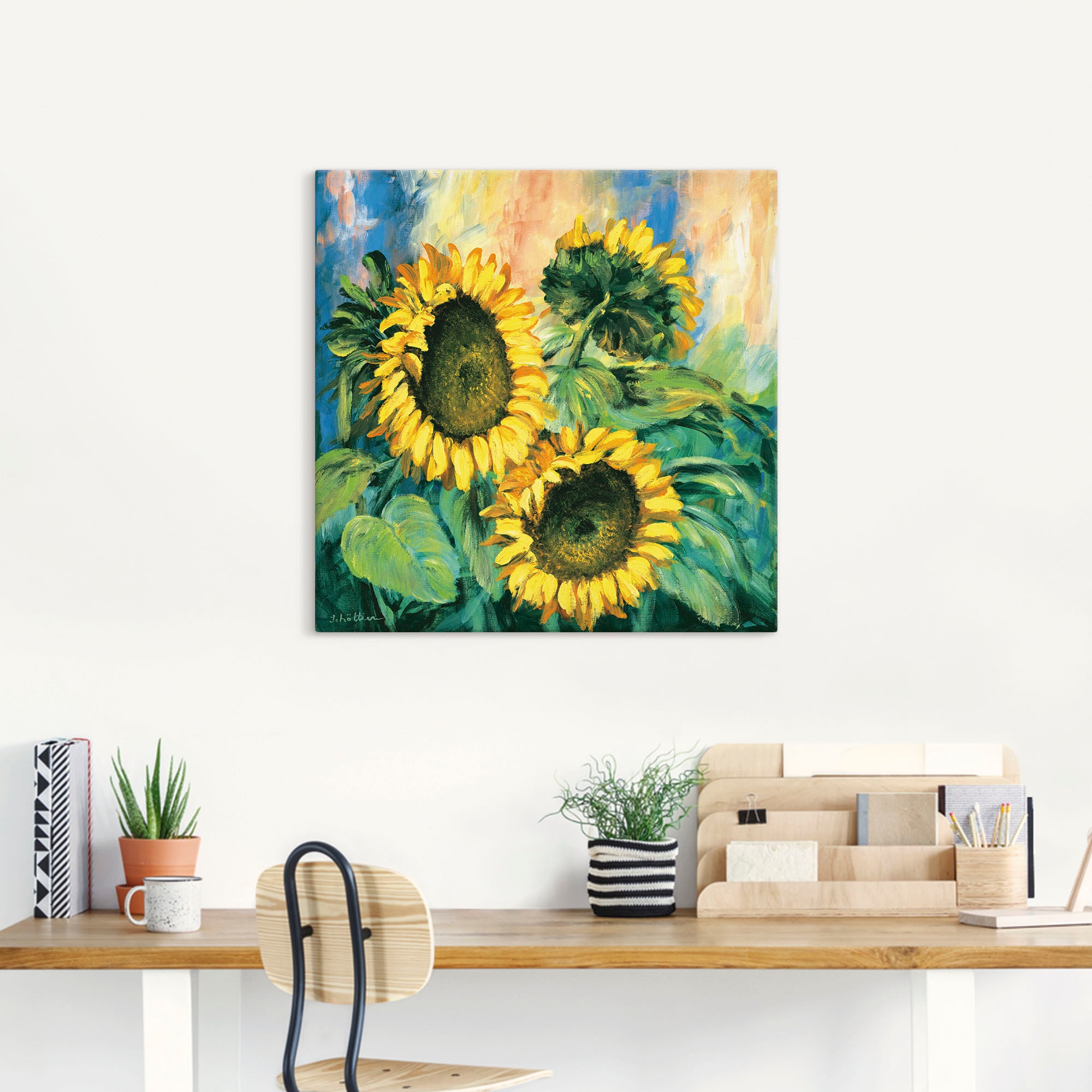 Artland Leinwandbild »Sonnenblumen II« Blumen 1 Stk. tlg. auf Holzrahmen gespannt