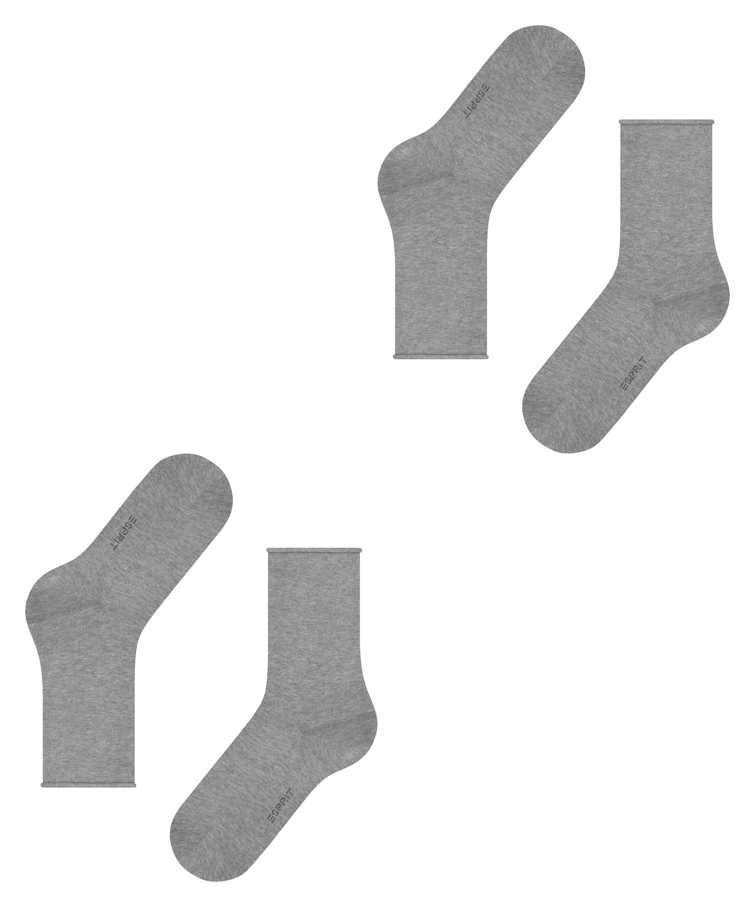 Esprit Socken »Basic Pure«, (2 Paar), Rollbündchen, Feinstrick, meliert