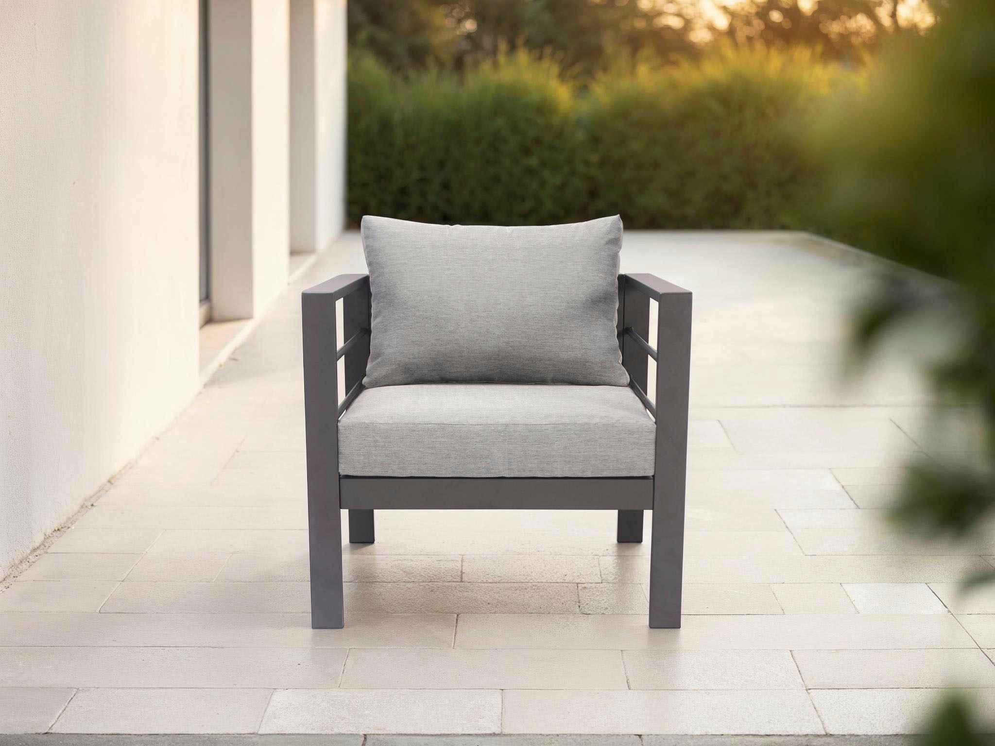 KONIFERA Gartenlounge-Set »»New Jersey««, (Set, 19 tlg., 1x 3er Sofa, 1x 2er Sofa, 2 Sessel, Tisch 62x110x41 cm), inkl. Auflagen, Tischplatte aus Nonwood