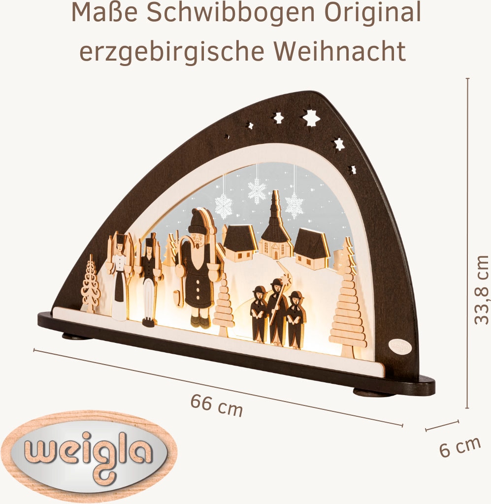 Weigla LED Schwibbogen »Original erzgebirgische Weihnacht, moderner Lichterbogen Holz & Acryl«, Erzgebirge garantiert, Weihnachtsdeko Innen, Weihnachtsbeleuchtung