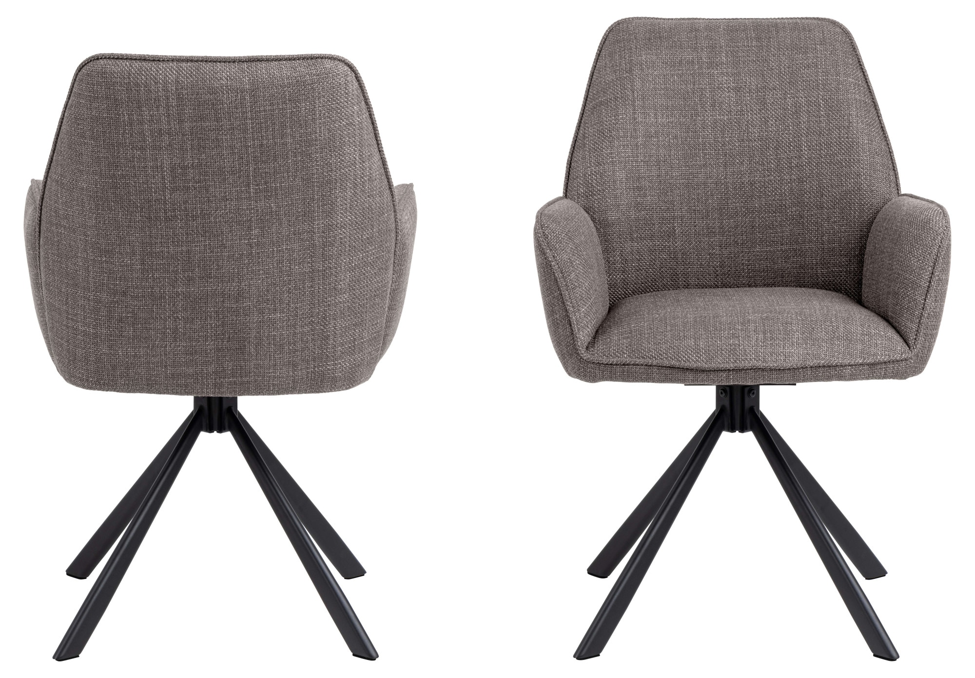 ACTONA GROUP Esszimmerstuhl »Glenda, gepolsterter komfortabel Stuhl mit Armlehnen, drehbar, 2er-Set« () gepolstert, mit Armlehne, schwarze Stahlbeine, drehbar, 2er-Set