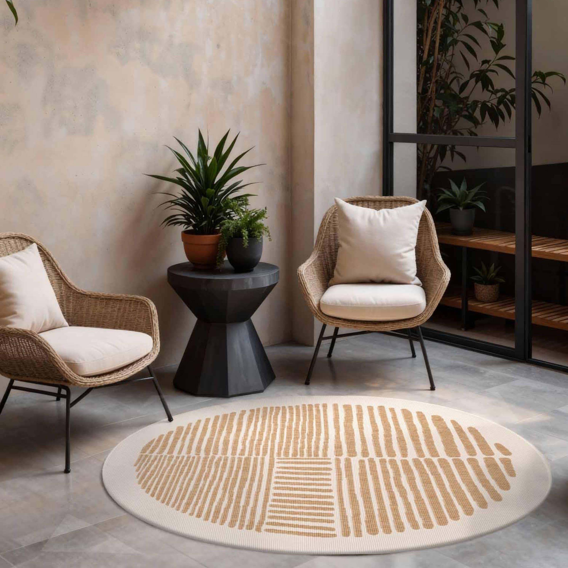 Ted Baker Teppich »Bounds , Wendeteppich« rund 8 mm Höhe Designteppich, Wetterfest, Pflegeleicht, Modern, Wohnzimmer, Terrasse