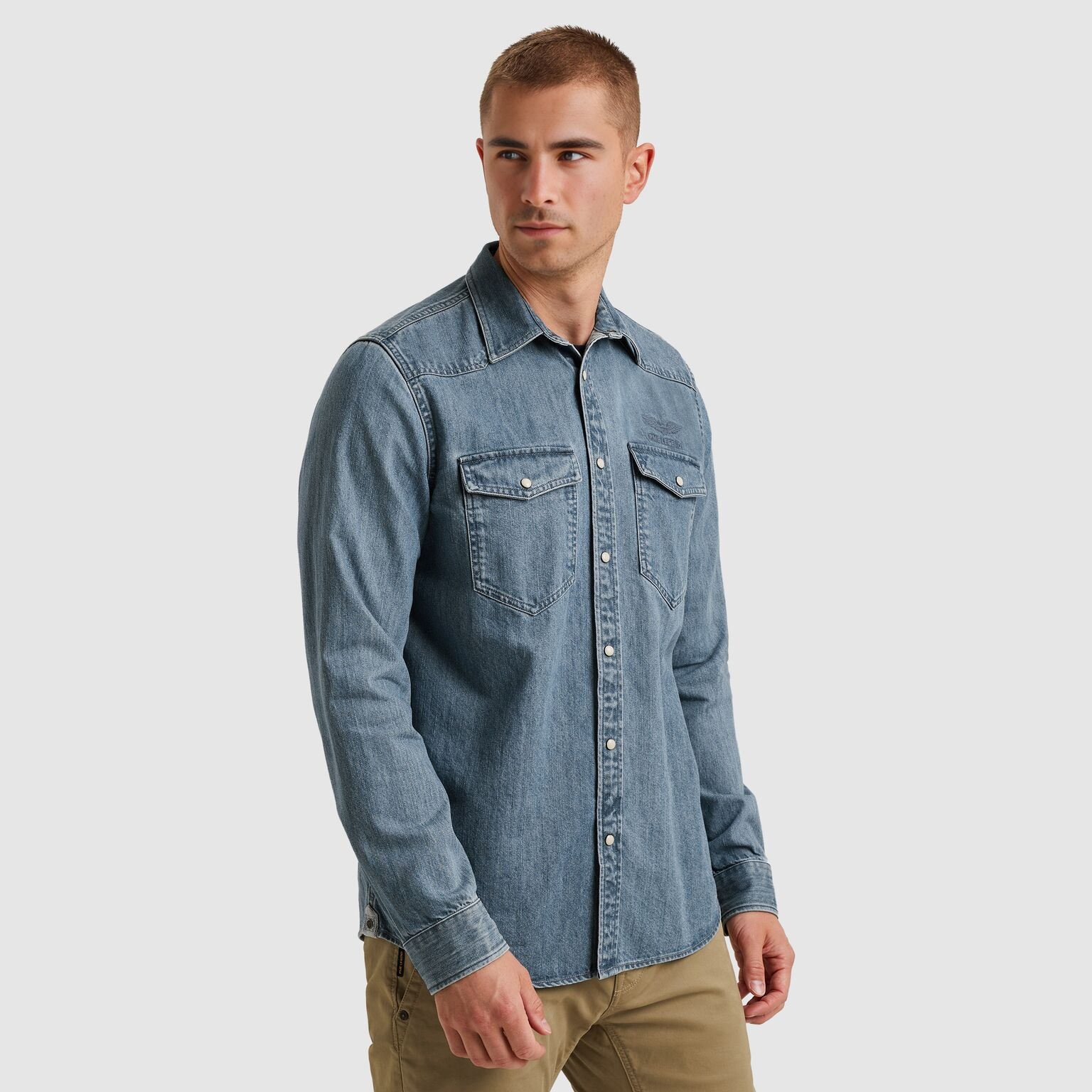 PME LEGEND Jeanshemd mit Logo Stickerei
