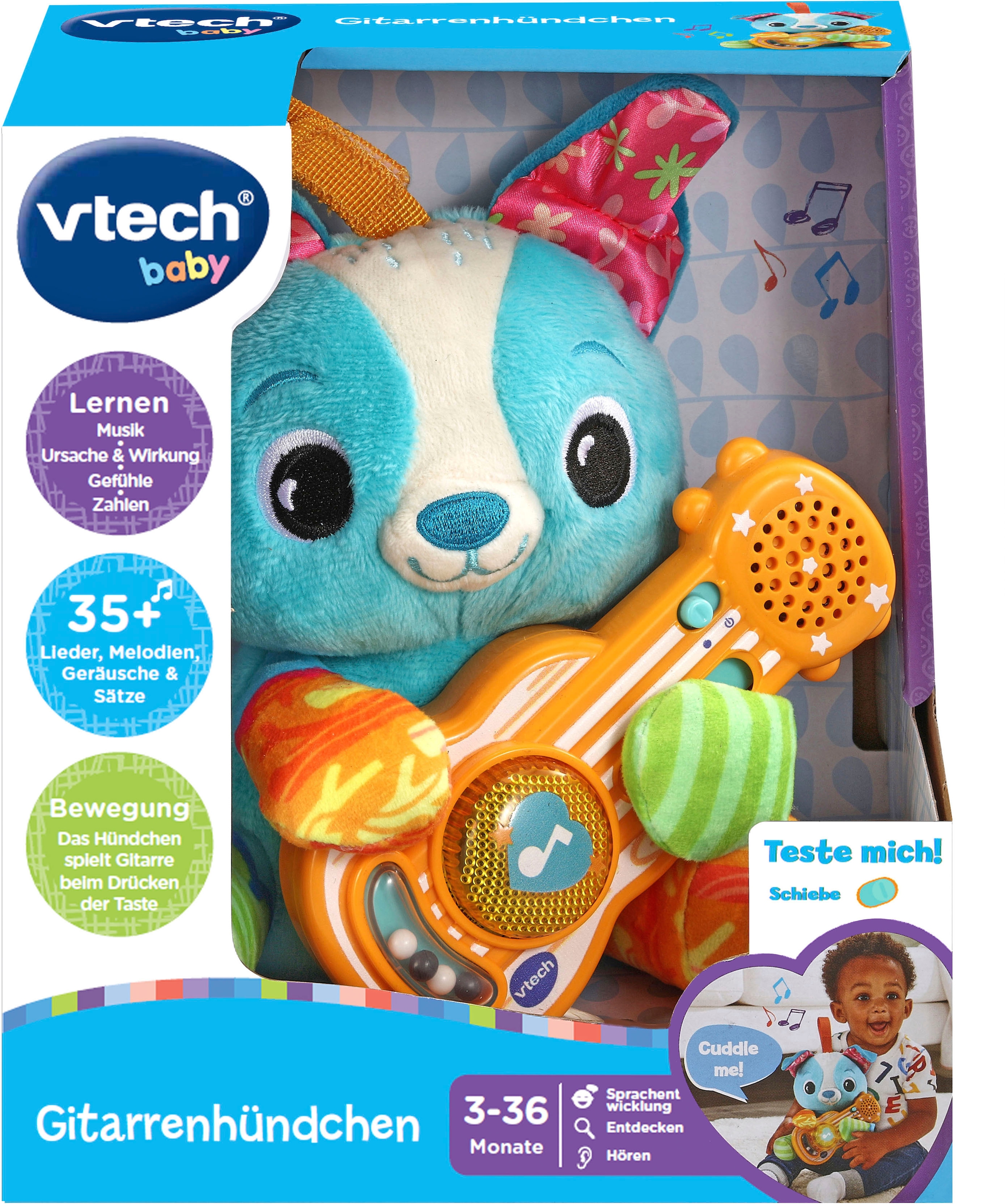 Baby, mit Sound »Vtech Vtech® Plüschfigur und Licht bei Gitarrenhündchen«,