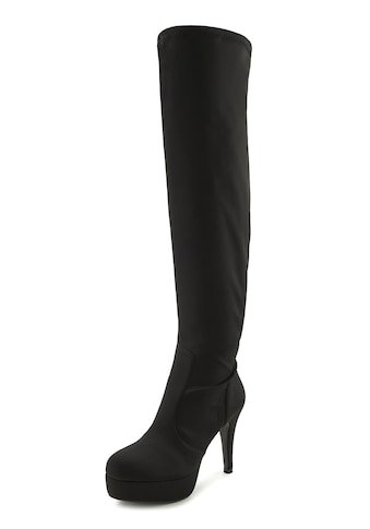 Overkneestiefel, mit langem Schaft, Plateau und Reißverschluss, High-Heel Stiefelette