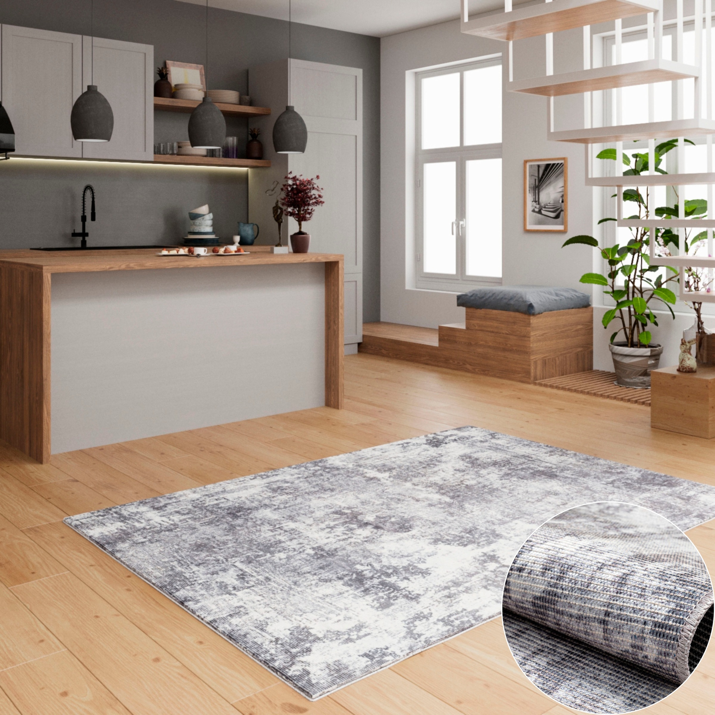 my home Teppich »Mülenen«, rechteckig, 10 mm Höhe, Kurzflor, modernes Design, waschbar, In- und Outdoor geeignet