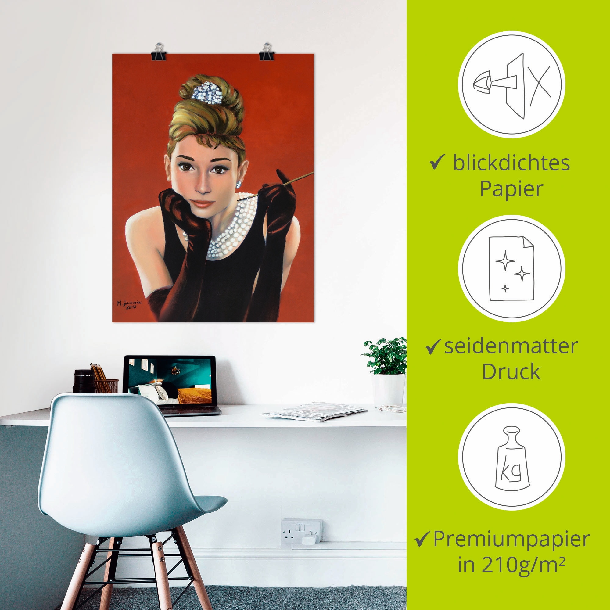 Artland Poster »Audrey Hepburn Porträt« Stars 1 Stk. tlg. ohne Rahmen