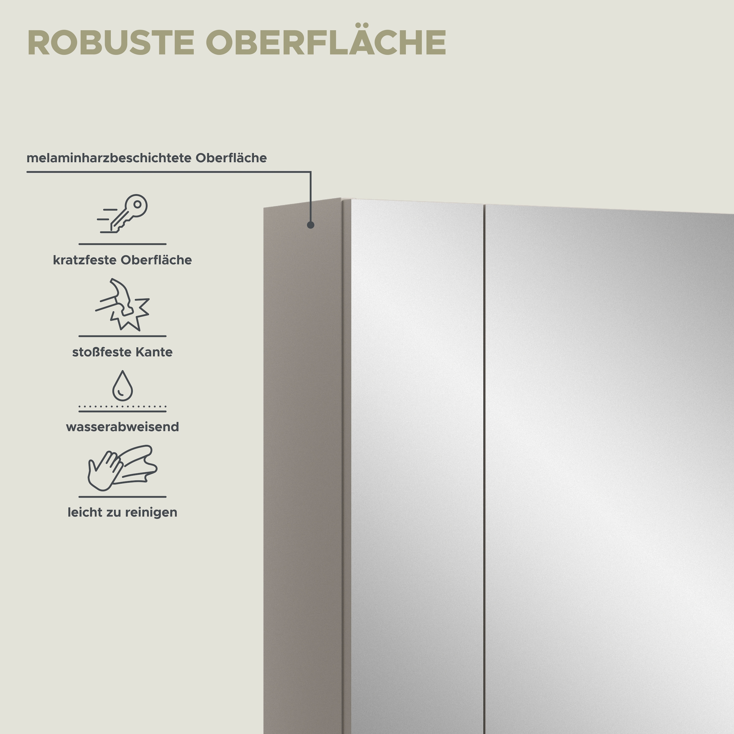 Home affaire Badezimmerspiegelschrank »Malmö, Breite 60 cm, 3 Spiegeltüren, 9 Fächer, 6 Einlegeböden« 1 Stk. tlg. in verschiedenen Farben erhältlich, Badmöbel, Spiegel, Badschrank, Bad