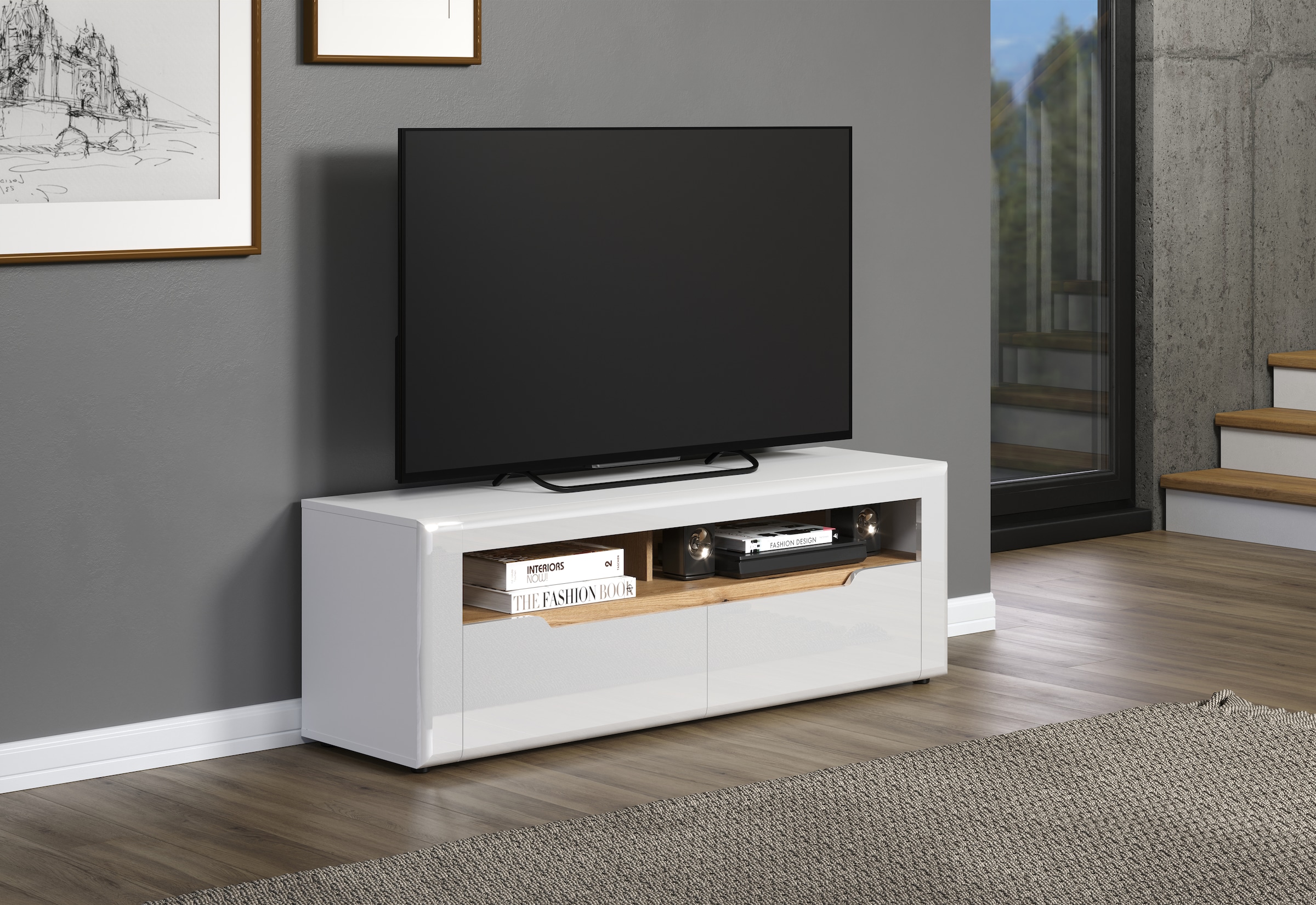 INOSIGN Lowboard »Graz TV-Kommode«, (Packung, 1 St.), Griffloses TV-Lowboard, Breite 150 cm